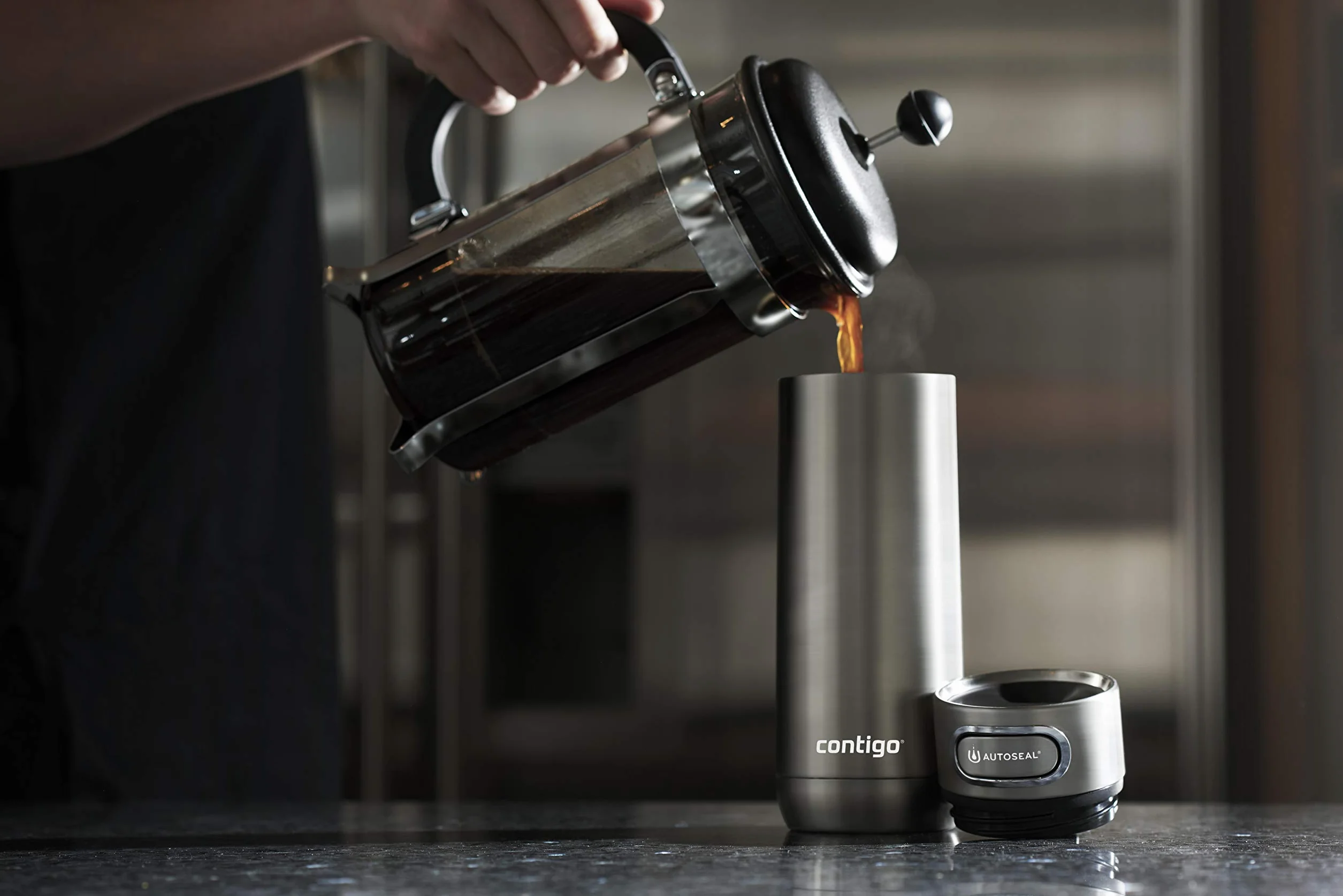 Contigo Luxe Autoseal Kubek Podróżny, Termos ze Stali Nierdzewnej, Próżniowy, Szczelny, Nadaje się Mycia w Zmywarce, Kubek Kawy z Łatwą Czyszczenia Pokrywką bez BPA