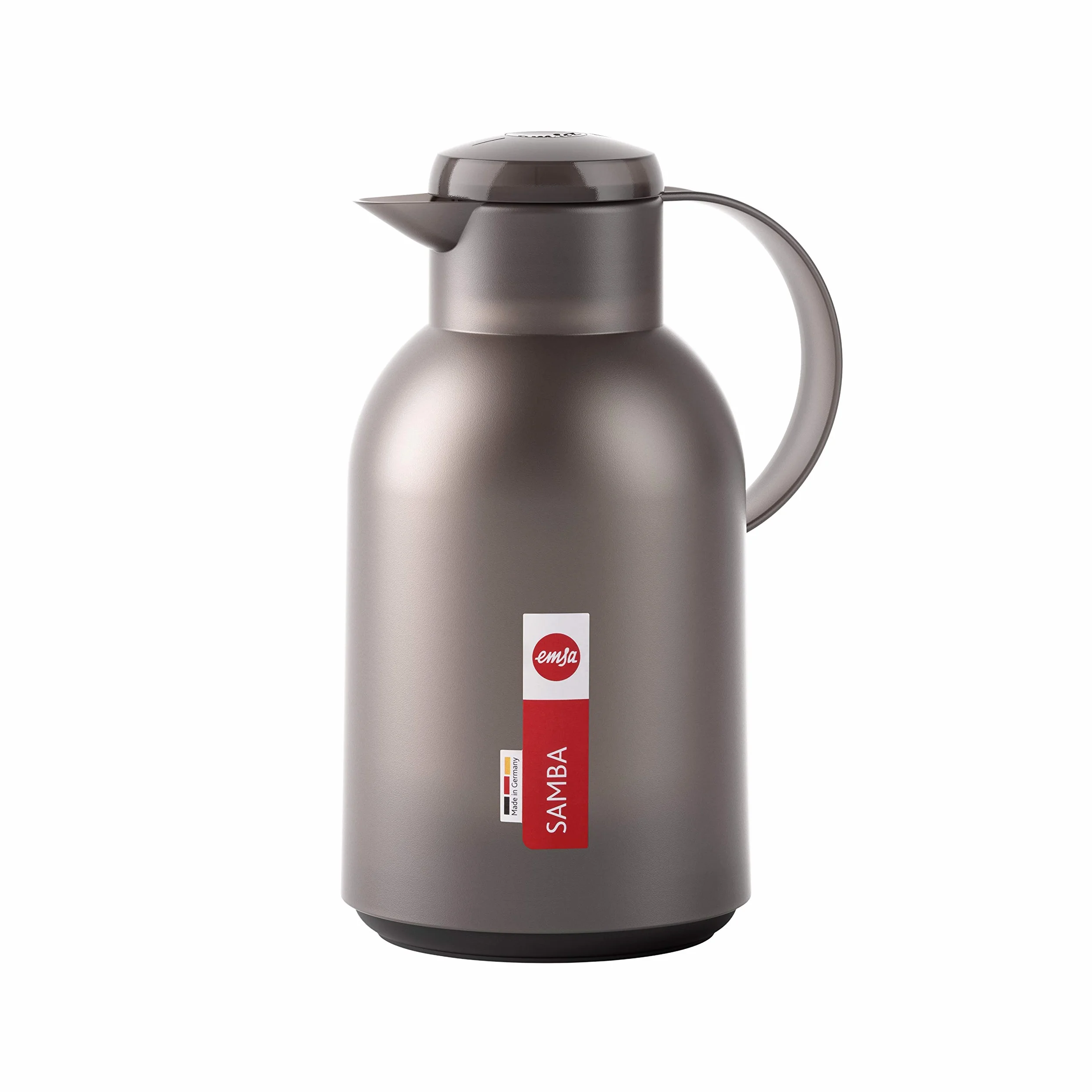 Emsa N40122 Samba termos | 1,5 litra | zamknięcie Quick Press | 12 h gorący i zimny przez 24 h | półprzezroczysty szarobrązowy