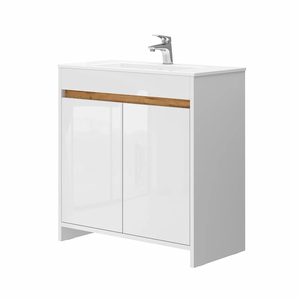 Vicco Zestaw mebli łazienkowych "Lemgo", Biały wysoki połysk, 79.8 cm