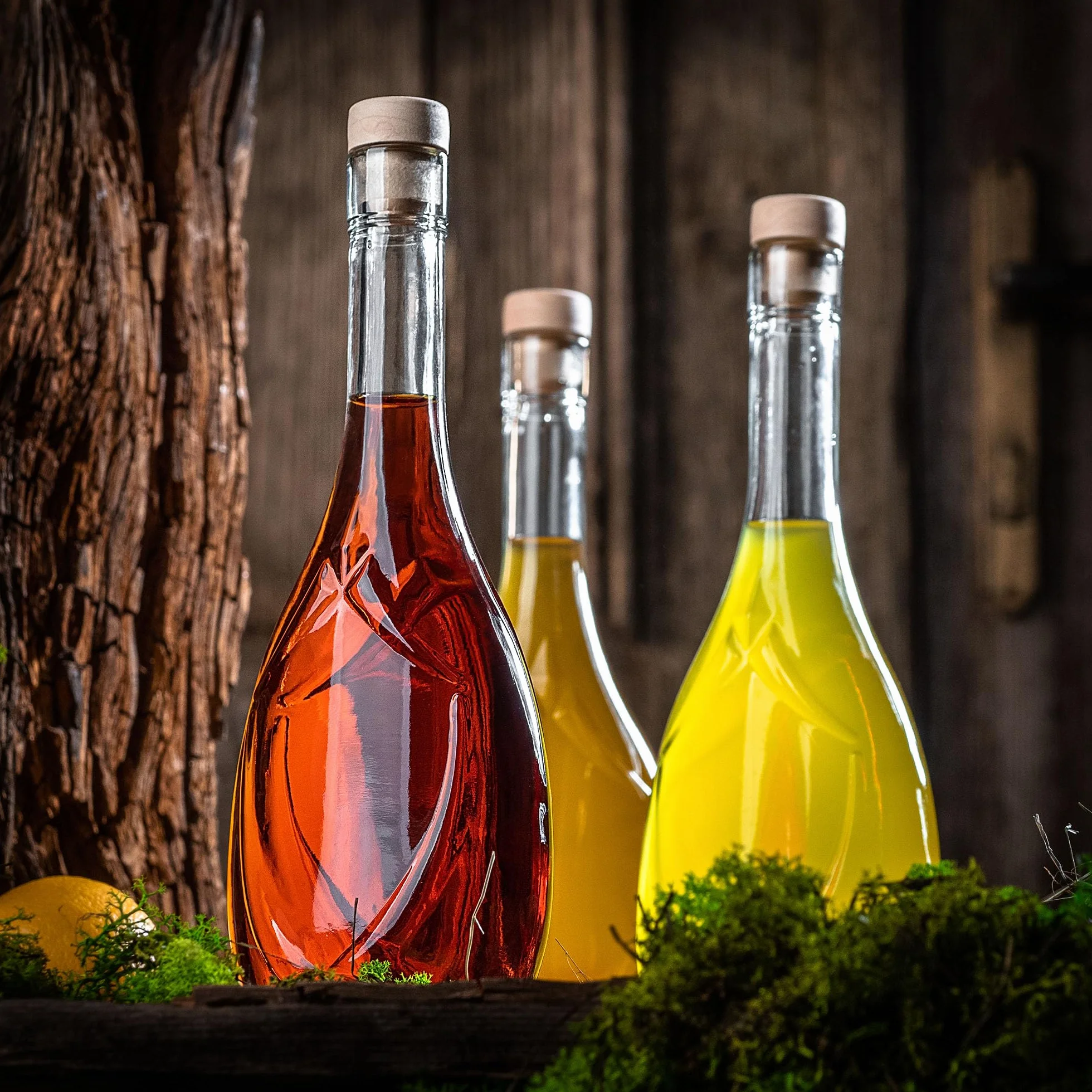 KADAX Zestaw 10 szt. Butelki z korkiem 500 ml do likierów, win i nalewek, szczelny korek chroni aromat, przezroczyste szkło ułatwia kontrolę