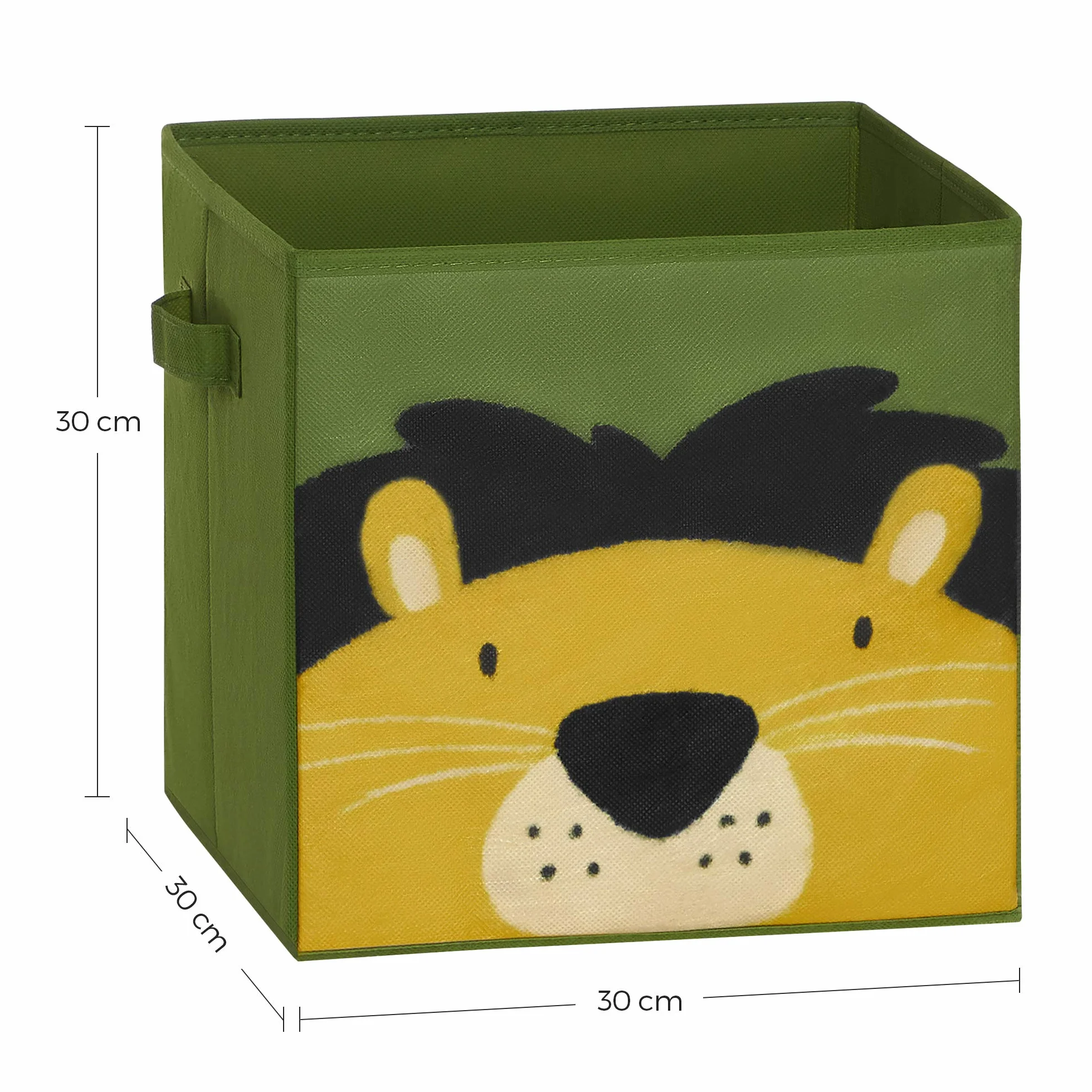 Songmics Pudełka do przechowywania składane 3 sztuk 30 x 30 x 30 cm motyw zwierzęcy niebiesko-zielono-różowe
