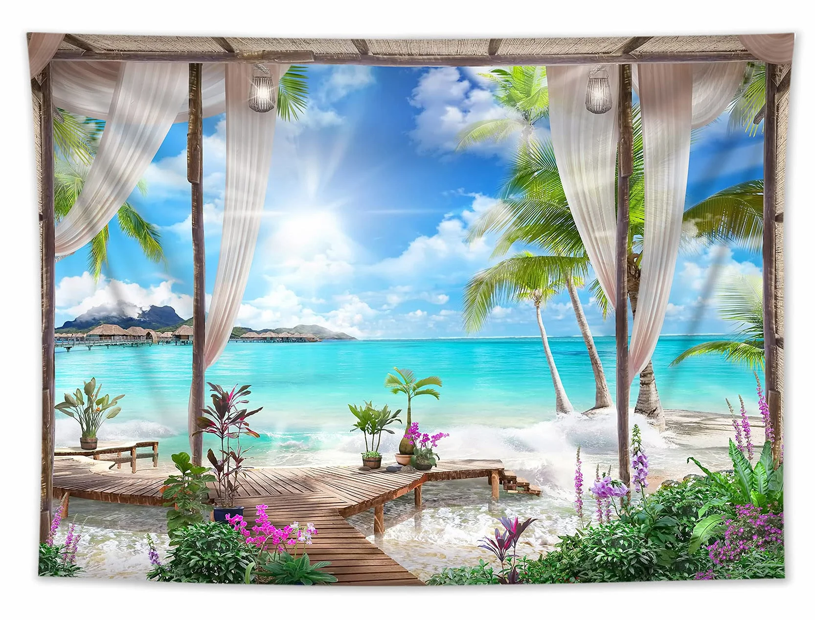 LB Gobelin Wybrzeże Morze Plaża Gobeliny Dekoracje ścienne do Salonu Sypialnia, 235x180cm