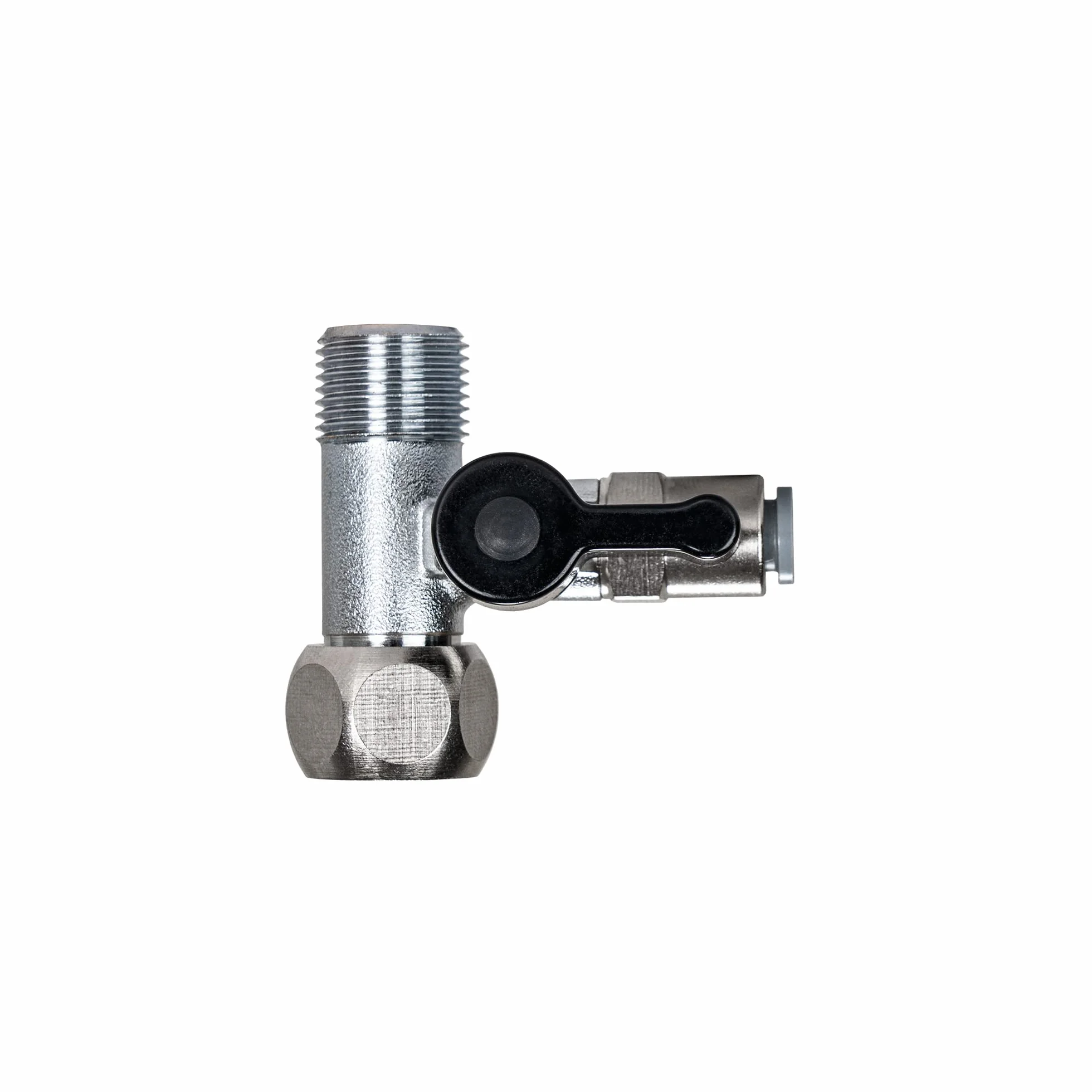Adapter T-Stück do zaworu odcinającego 3/8 AG x 1/4 QC x 3/8 UM do filtrów wodnych, odwróconej osmozy, lodówek Side-by-Side
