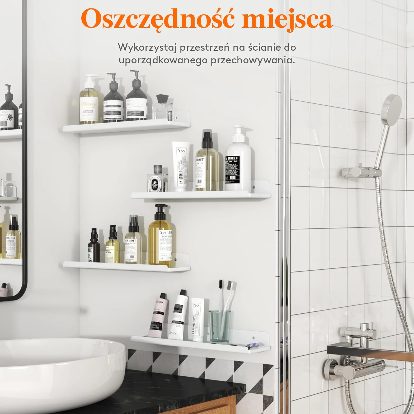 Wiszące półki Lifewit na ścianę, 4 opakowania białych półek 15'' wystrój pokoju na regał/płyty winylowe/zdjęcia/obraz w sypialni, salonie, łazience, kuchni do przechowywania i organizacji