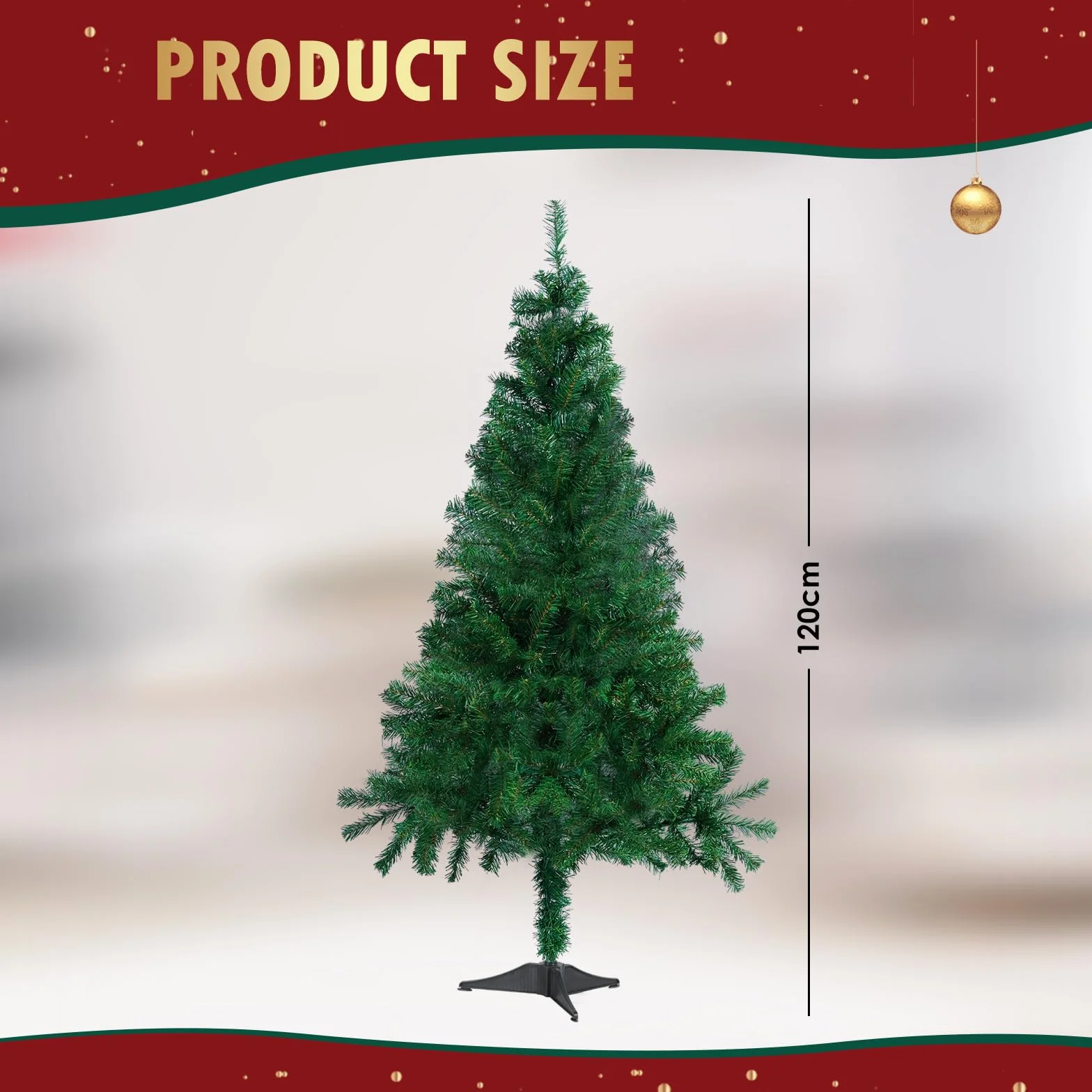 CCLIFE Mała wąska choinka z igłami sosnowymi, 120 cm, zielona, 225 gałązek, Cushhom