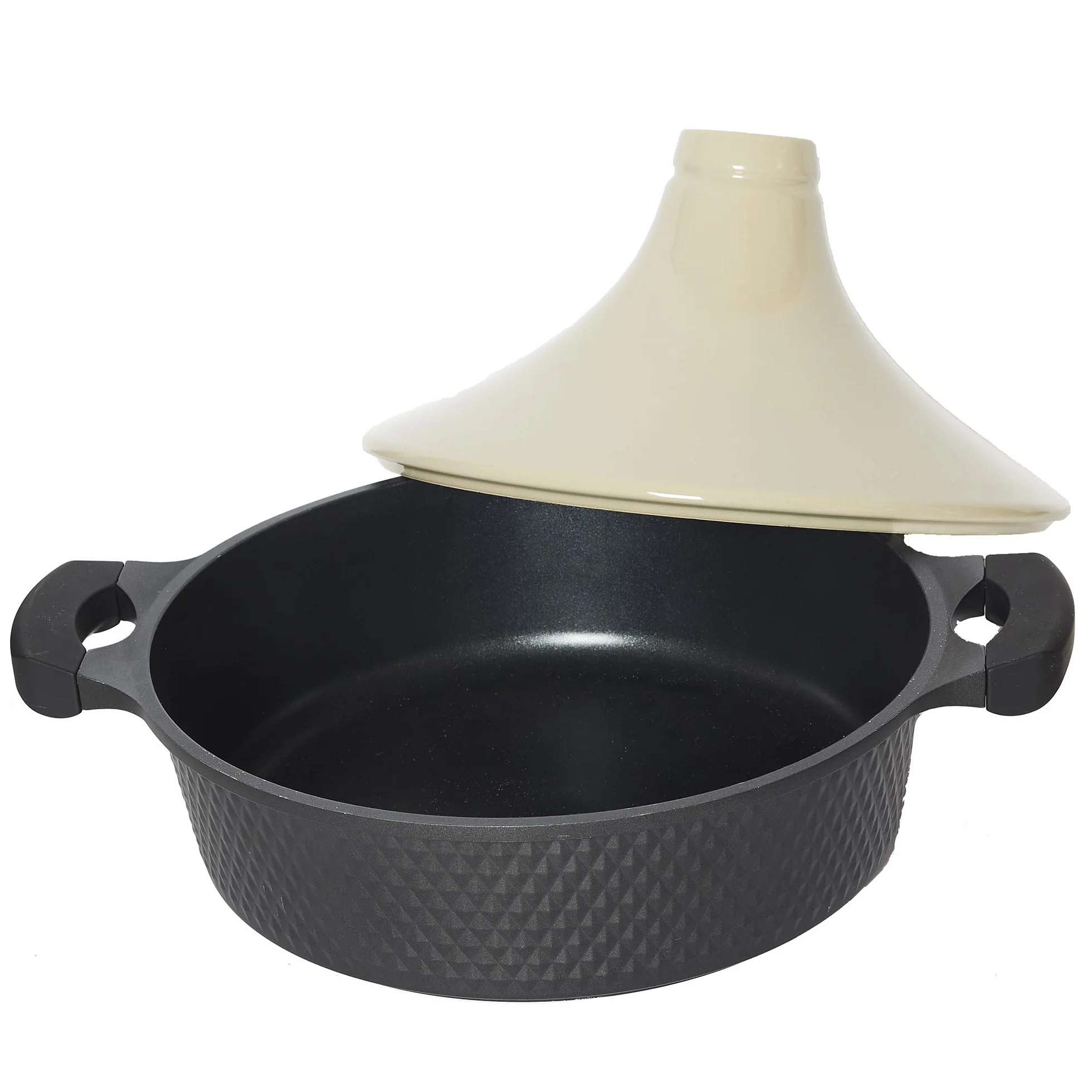 COOK CONCEPT - KC25801 - Tajine indukcyjny okrągły odlew aluminiowy Vitro-Ceramic - Powłoka nieprzywierająca czarny/beżowy