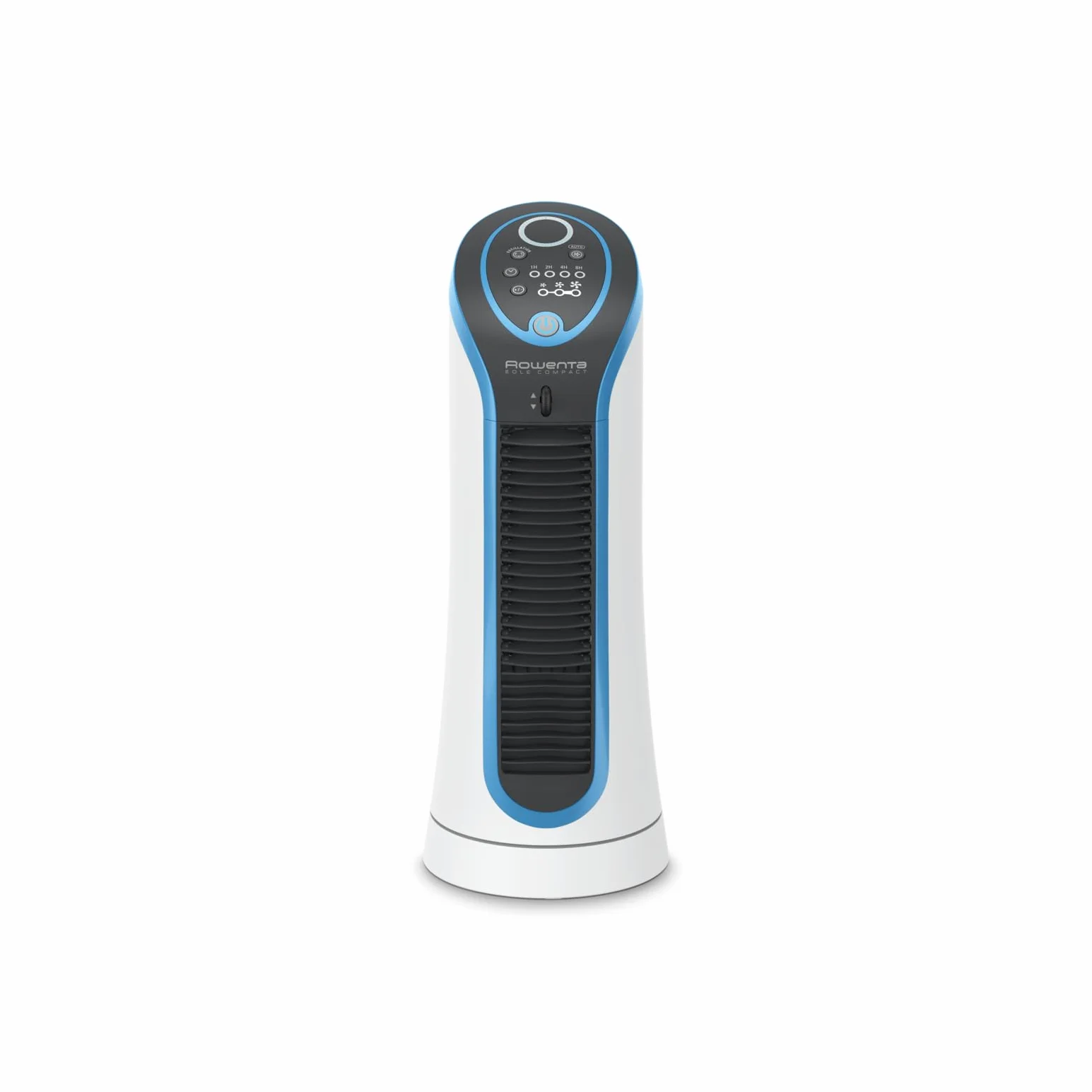 Rowenta Eole Compact mały przenośny wentylator 30 W, 3D Airflow z 3 prędkościami powietrza i cichym systemem 45dB, wydajny, nowoczesny, bez łopatek, technologiczny, biały, czarny i niebieski VU6210