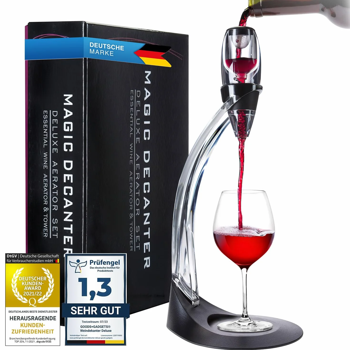 Napowietrzacz do wina, dekanter do wina, dekanter do wina, deluxe, z podstawką; Magic Decanter