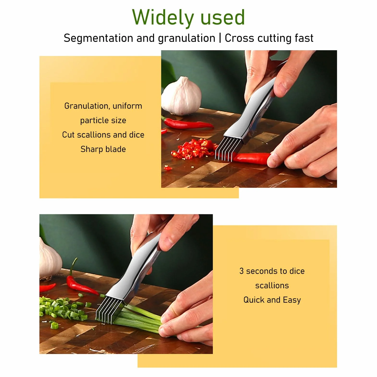 Tissting Scallion Slicer 304 szatkownica do warzyw, 16 cm długości, ozdoba ogórków z 6 ostrzami, siekacz do warzyw, cebuli, marchwi, ziemniaków