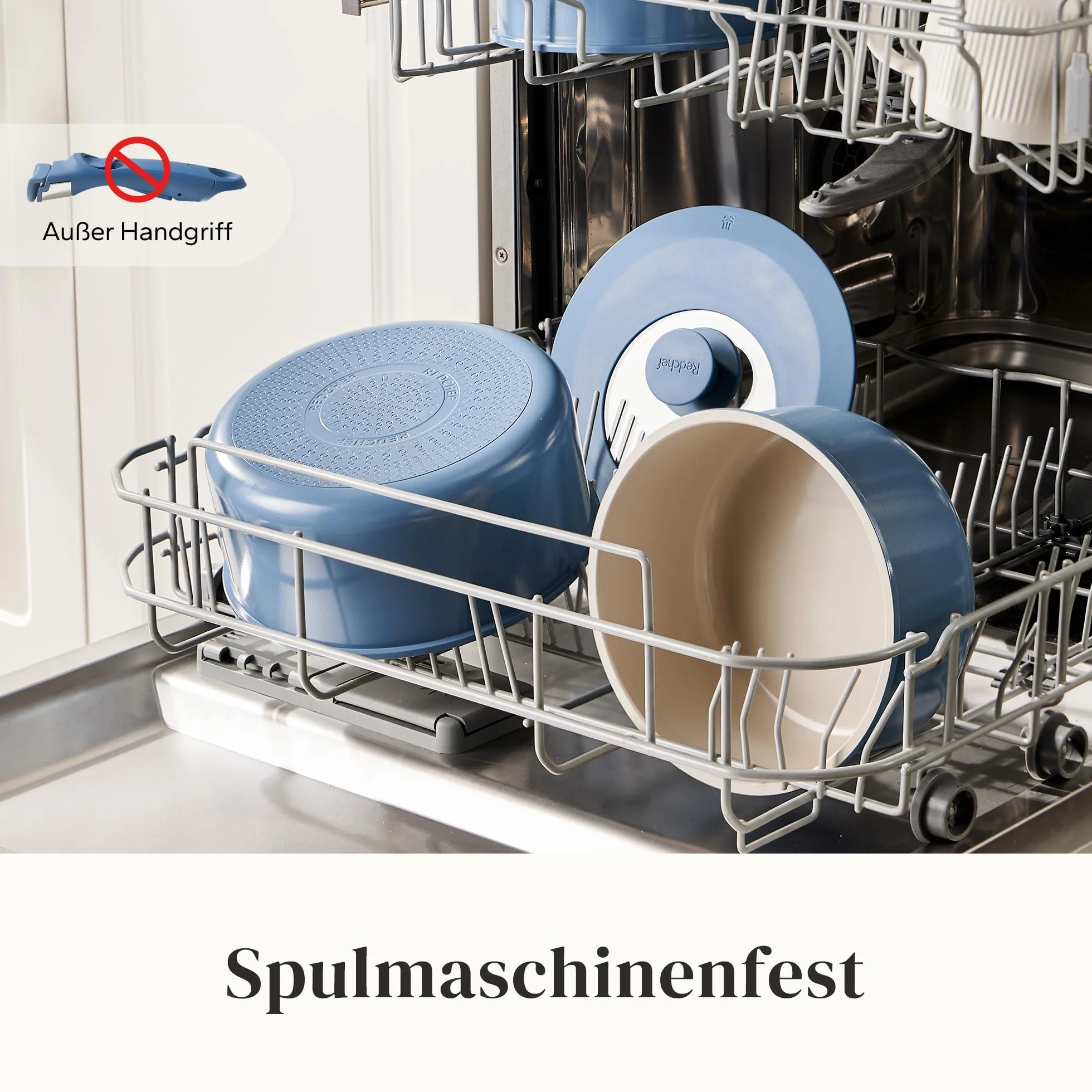Redchef Zestaw garnków z odpinanym uchwytem, zestaw garnków z antyhaftową powłoką ceramiczną 16/18/20 cm i 3-w-1 zamknięciem, garnki indukcyjne do wszystkich rodzajów kuchenek, odporne na piekarnik