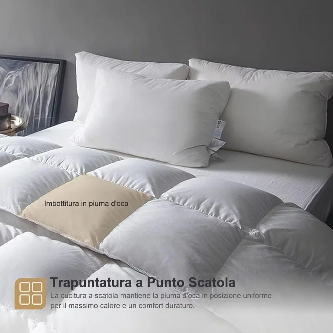 Kołdra letnia 200 x 200 cm wypełnienie puchowe 180 g/m2 100% bawełna organiczna Oeko-Tex RDS biała