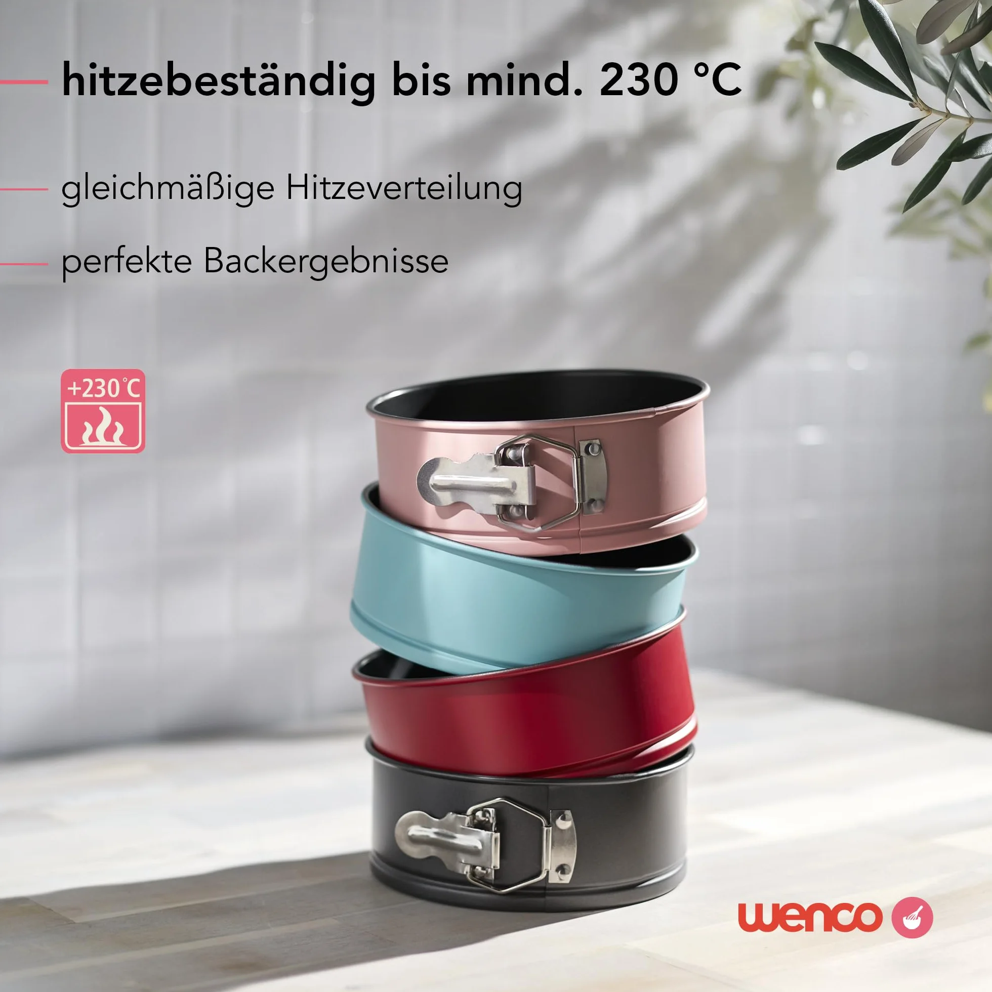 wenco Mini tortownica premium, okrągła, Ø 18 cm, powłoka nieprzywierająca, stal węglowa, miętowa zieleń (wersja 2022)