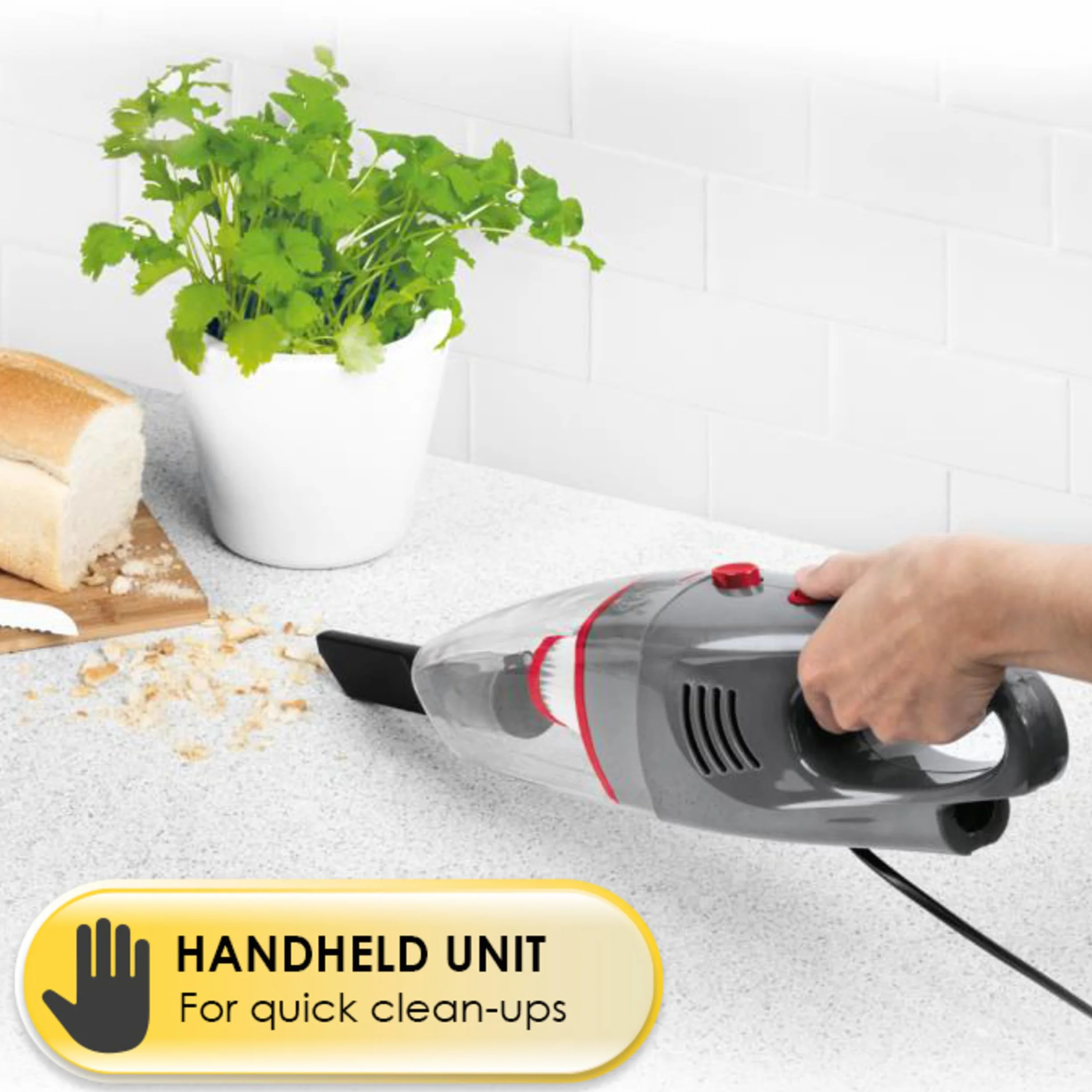 Beldray BEL0770N-GRY 2-in-1 Stick Handheld Vacuum Cleaner 600W Bagless HEPA Filter Grey