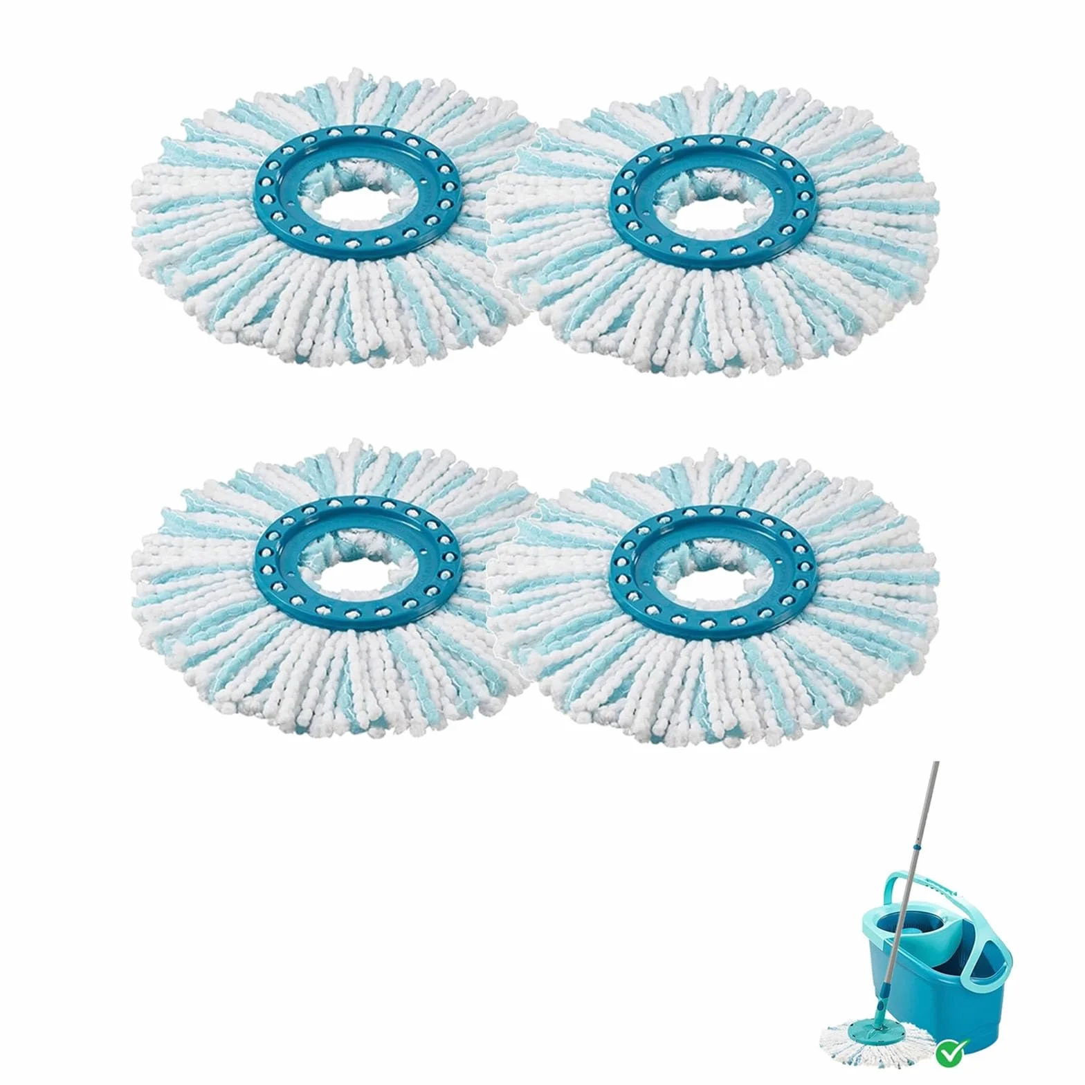 4 sztuki Wymienna Głowica do Mopa z Mikrofibry, Pasuje do Clean Twist Disc – Kompatybilna z Modelami Leifheit, Nakładka Mopowa Wielokrotnego Użytku, Części Zamienne do Mopów Podłogowych
