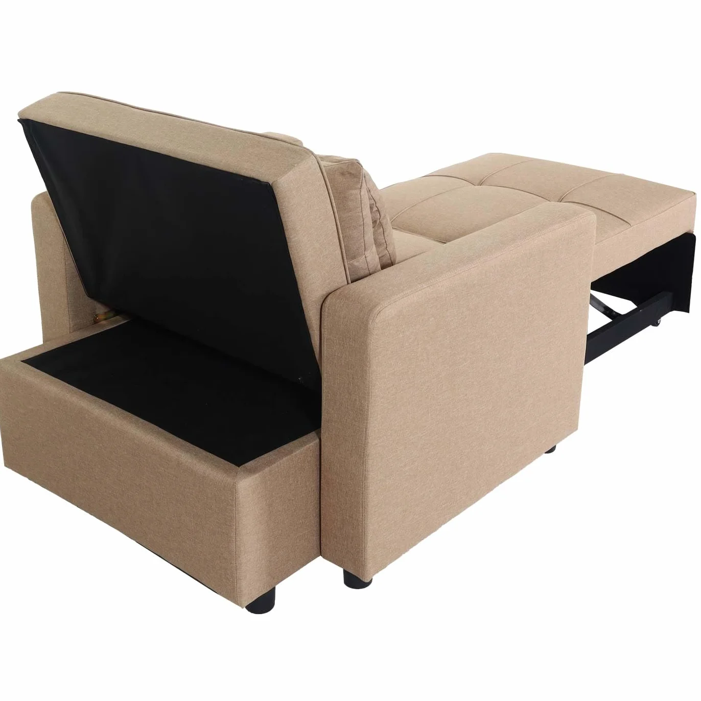 Mendler Fotel do spania HWC-L90, składany fotel z funkcją spania, łóżko dla gości, fotel relaksacyjny, powierzchnia do leżenia 197 x 103 cm, materiał/tkanina - taupe