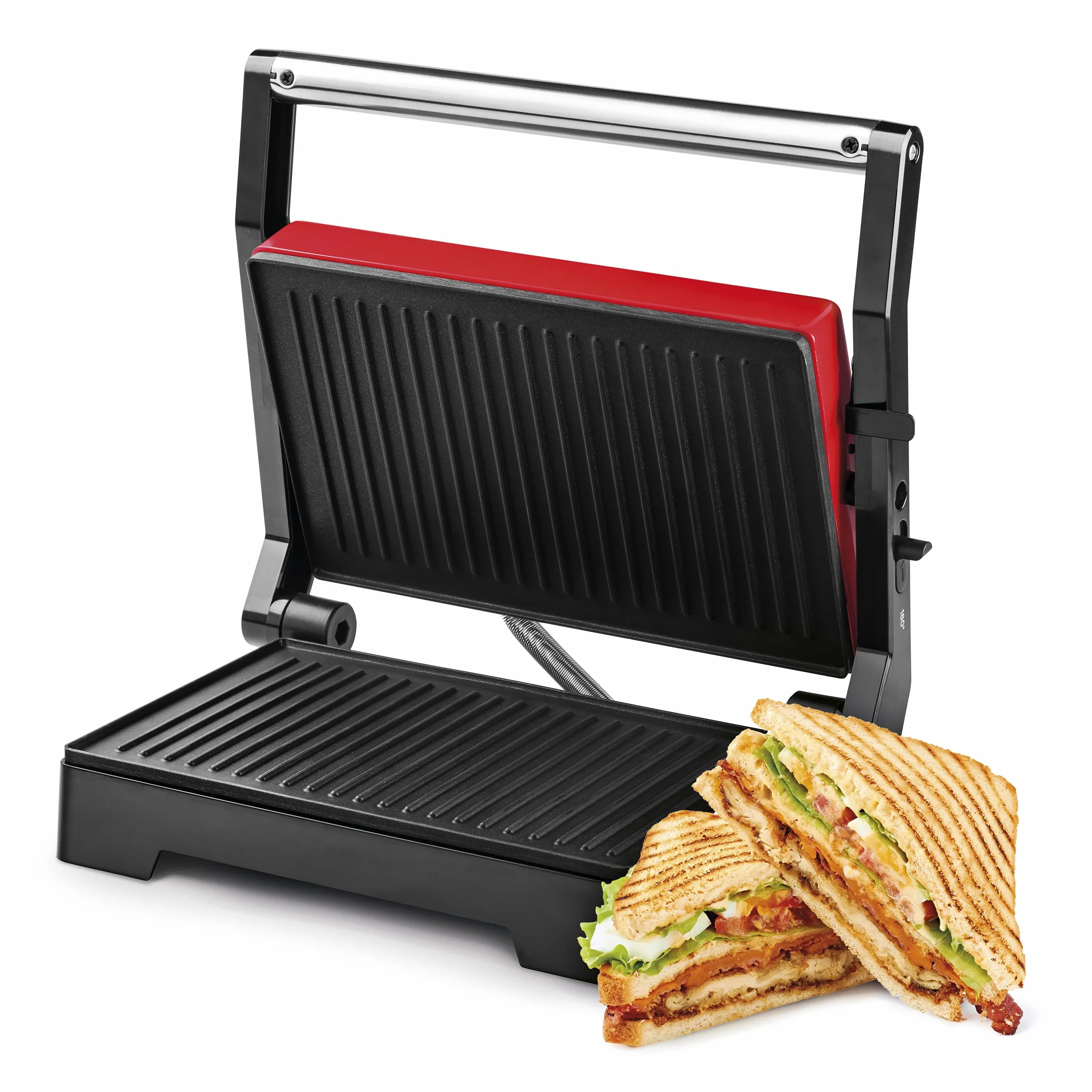Ufesa PR1000 Fuji grill elektryczny, Panini Press, 1000 W, płyty z powłoką zapobiegającą przywieraniu, otwór 180 stopni, uchwyt Cold Touch