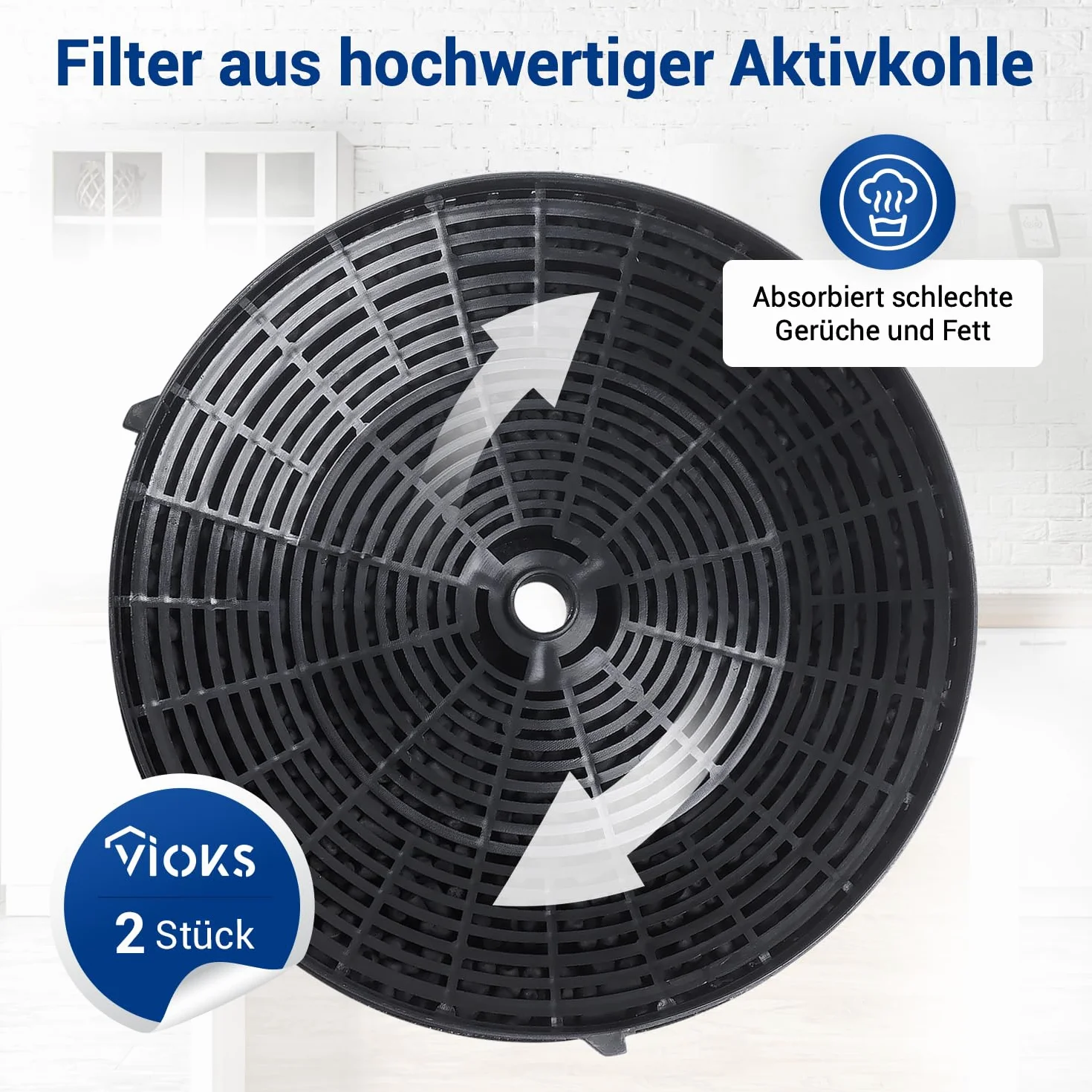 VIOKS Zestaw 2 filtrów węglowych do okapu kuchennego AEG 4055171138 4055217501 Type57 Whirlpool 484000008824 Elica CFC0038668 filtr do okapu kuchennego AEG