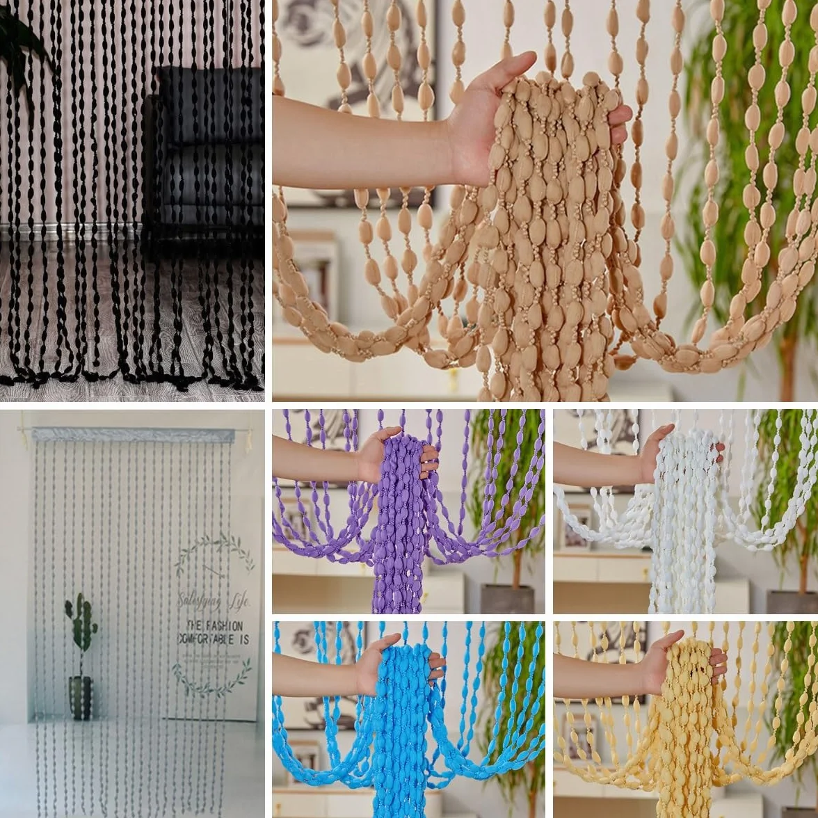 Zasłona z koralików ze szkła kryształowego, zasłona z koralików do drzwi Zasłona z koralików do drzwi Zasłony sznurkowe do drzwi, Boho Hippie Wiszący ekran z frędzlami na patio, do dzielnika pokoju Ok