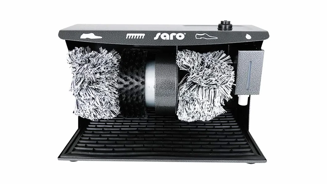 Saro 328-1050 maszyna do czyszczenia butów, model ESP 006, do automatycznego czyszczenia/czyszczenia butów (2 szczotki polerskie, 1 szczotka do wstępnego czyszczenia
