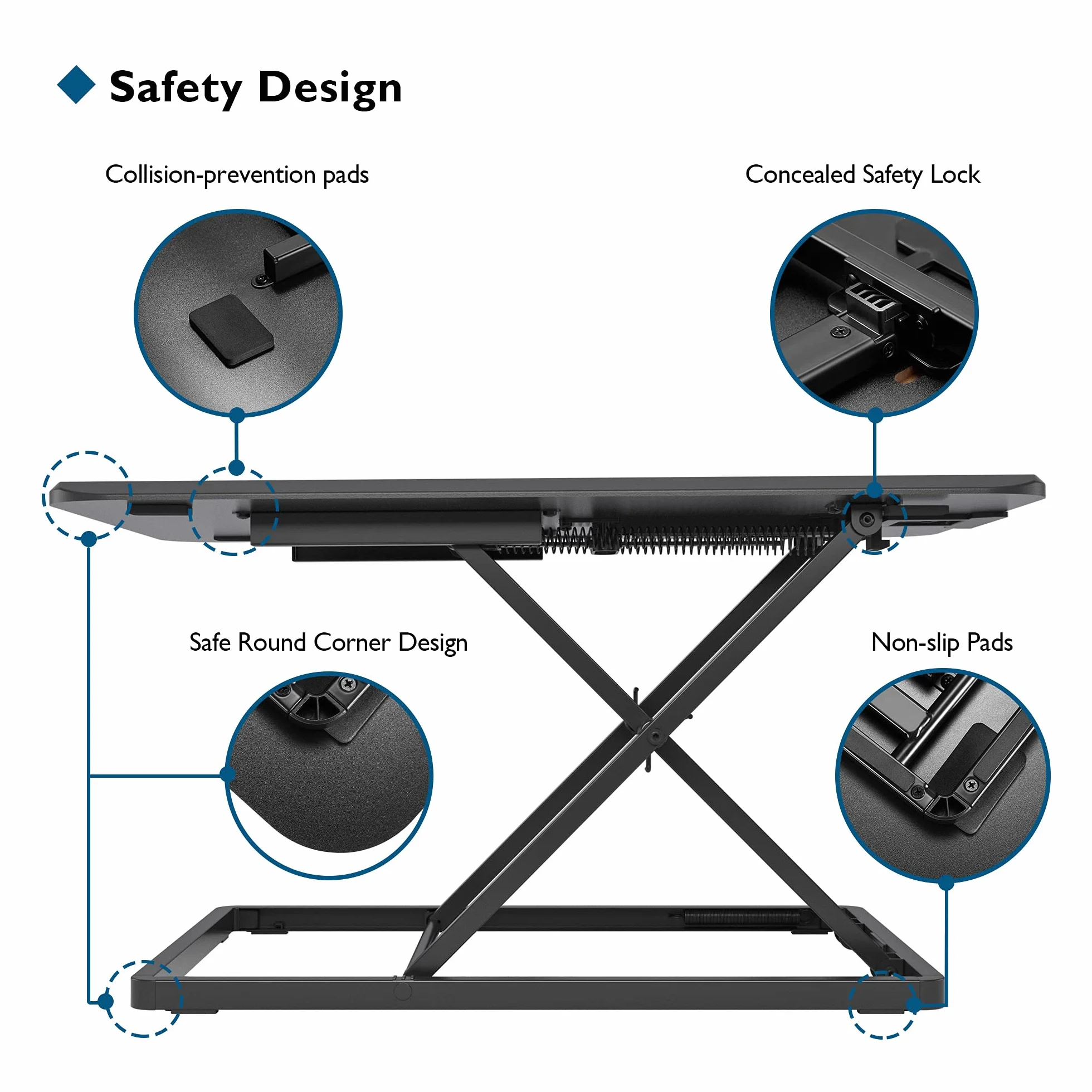 BONTEC Sit-Stand Biurko Konwerter, Regulowany Ergonomiczny Podnośnik na Biurko, Platforma 67x47cm, Wysokość 45-398 mm, Stacja Robocza na Monitor i Klawiaturę, Obciążenie do 8 kg, Czarny