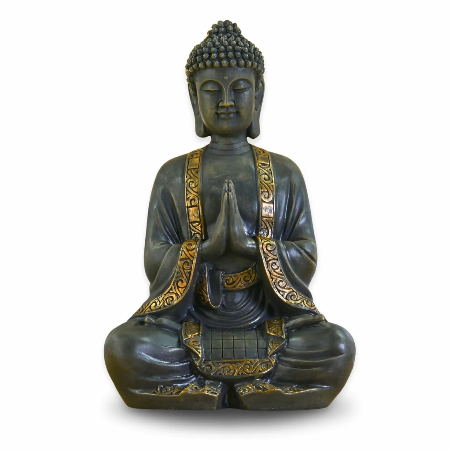 Zen'Light - duży posąg Zen Buddy o wymiarach 40 cm - doskonałe wykończenie, farba z efektem patyny, żywica - piękny przedmiot dekoracyjny i Feng Shui do domu