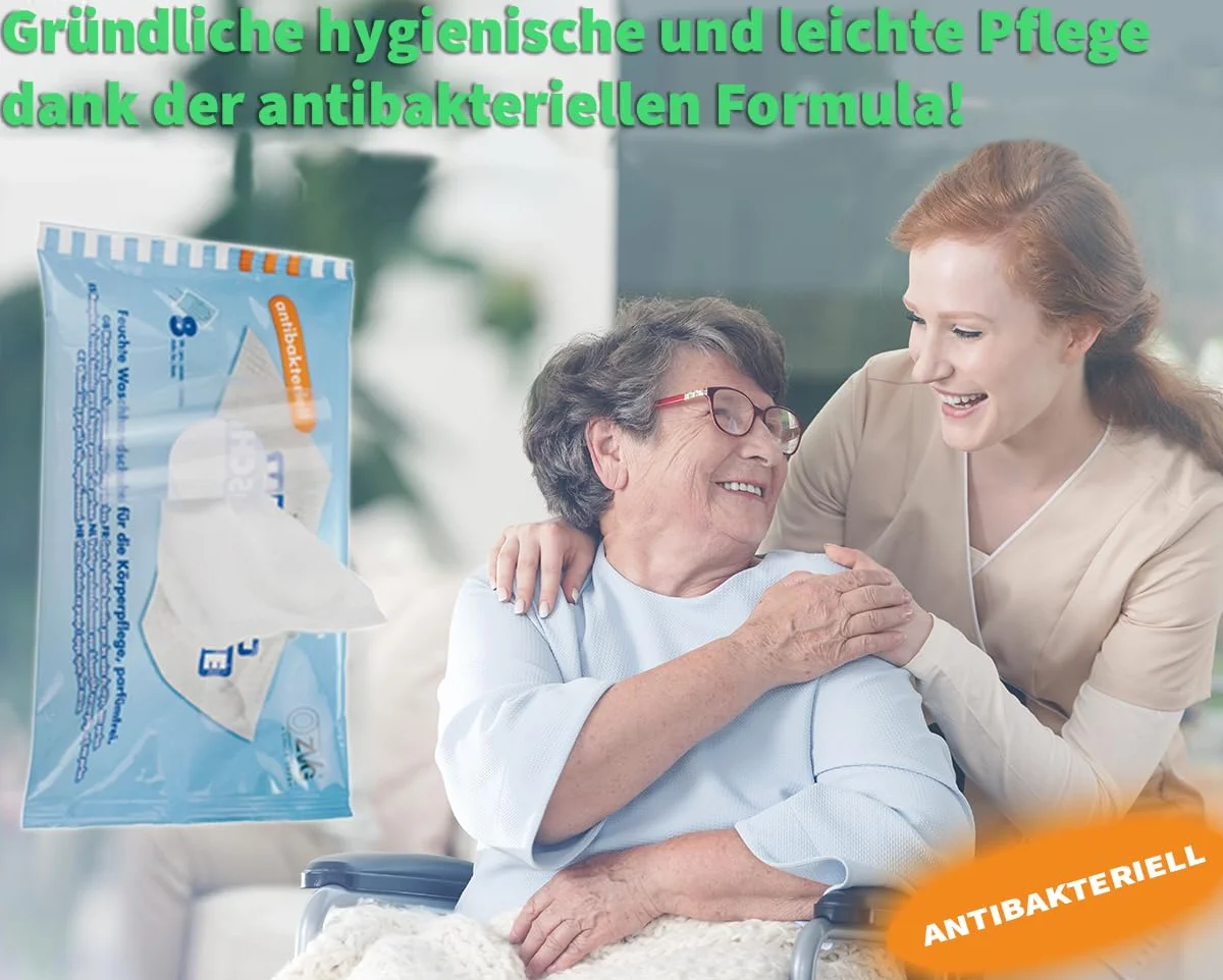 Generisch ZVG 3 opakowania mokrych antybakteryjnych rękawic do mycia (24 sztuki), rękawiczki do mycia bez perfum, rękawice do mycia na mokro, rękawice do mycia dla pacjentów leżących, jednorazowe mycie