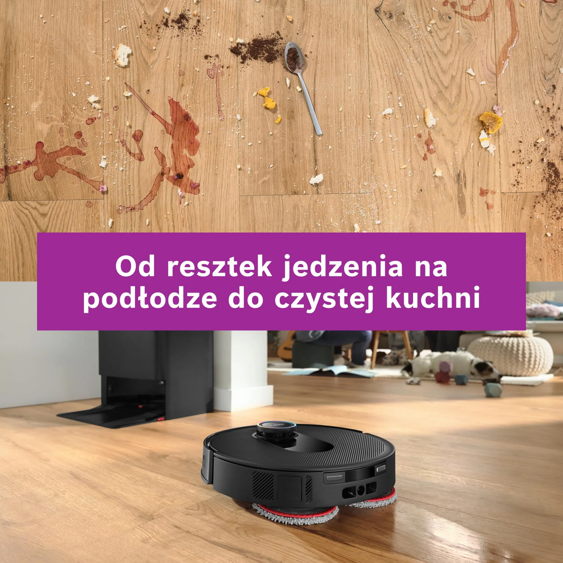 Bosch Spotless Max Cam Robot sprzątający, moc ssania 11000Pa, stacja czyszcząca, Smart Vision, Home Connect, czarny