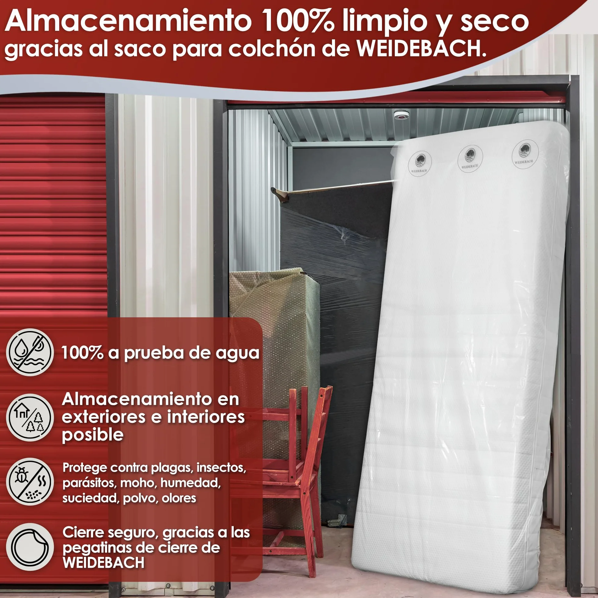 WEIDEBACH® Wytrzymały pokrowiec na materac, torba na materac o wymiarach 160 x 200 cm, torba do przechowywania i transportu, pokrowiec ochronny na materac chroniący przed zapachami i wilgocią