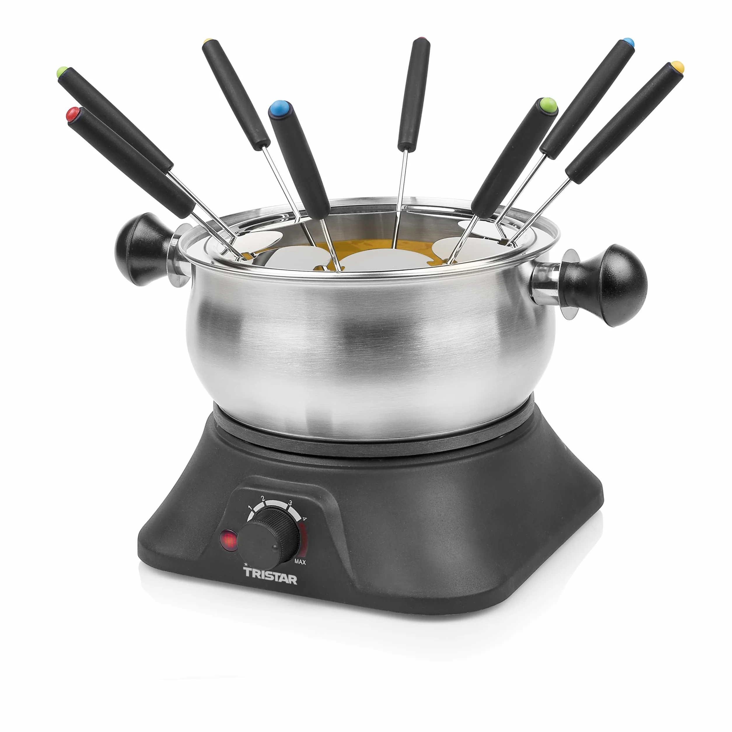 Tristar zestaw do fondue dla maksymalnie 8 osób, pojemność 1,3 l, widelce ze stali nierdzewnej i pierścień do sosów, 1400 W, FO-1109