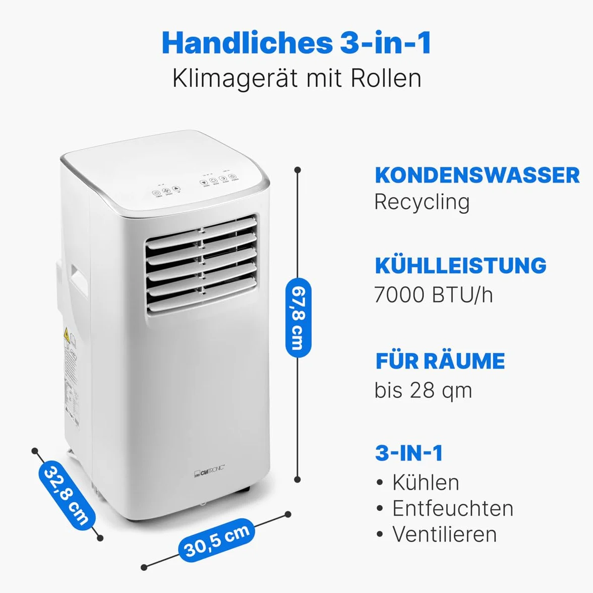 Mobilny klimatyzator Clatronic 7000 BTU, spust w zestawie