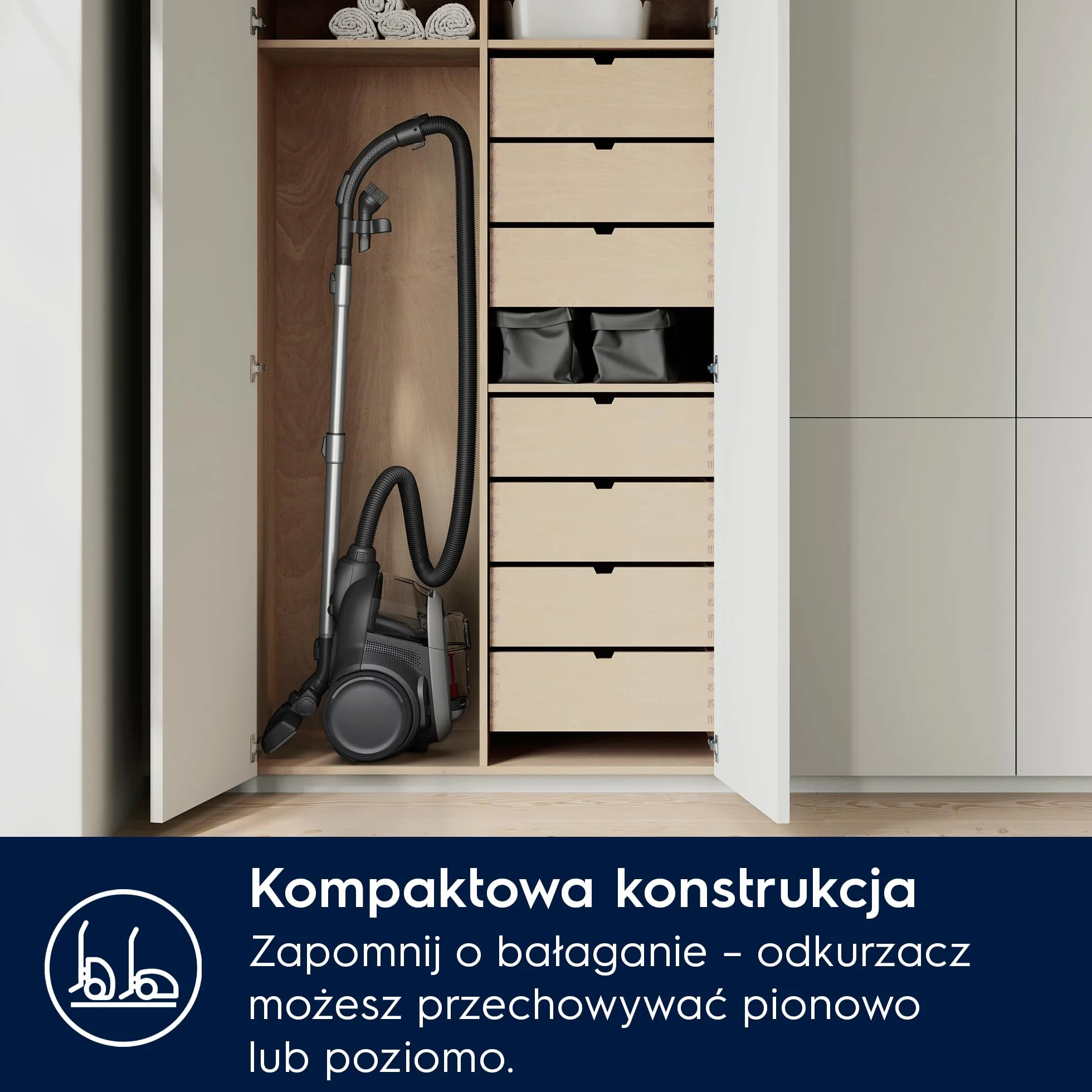 Electrolux Odkurzacz Bezworkowy Animal 600 EL61A4UG, doskonale zbiera sierść zwierząt, 6-cio stopniowa filtracja, technologia cyklonowa, 700W, 1,6L, Szary