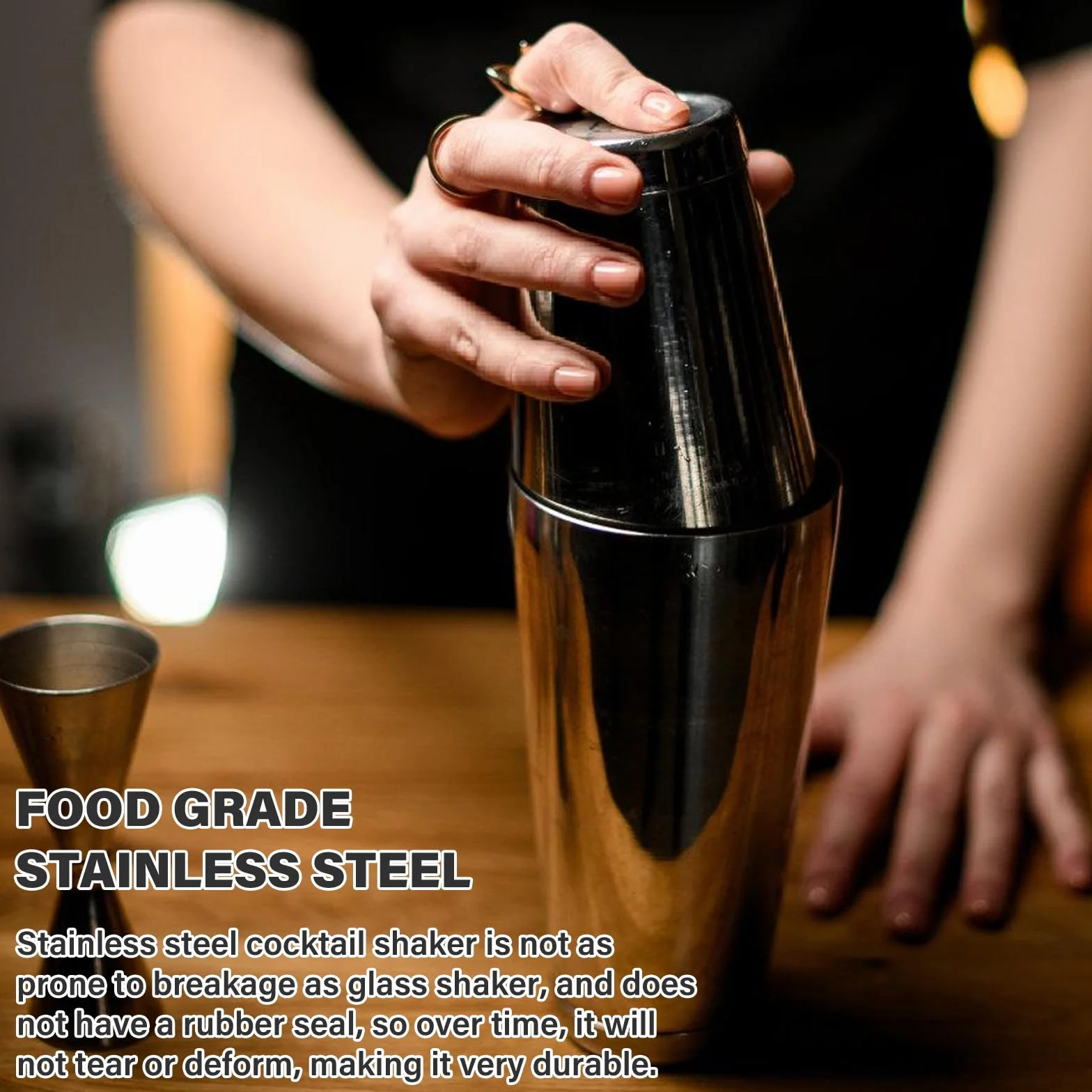 BAIFULAI Boston shaker do koktajli, 700 ml i 600 ml, ze stali nierdzewnej, obciążony, shaker do koktajli, shaker barowy, 2-częściowy, zestaw do koktajli dla początkujących, profesjonalnych barmanów,