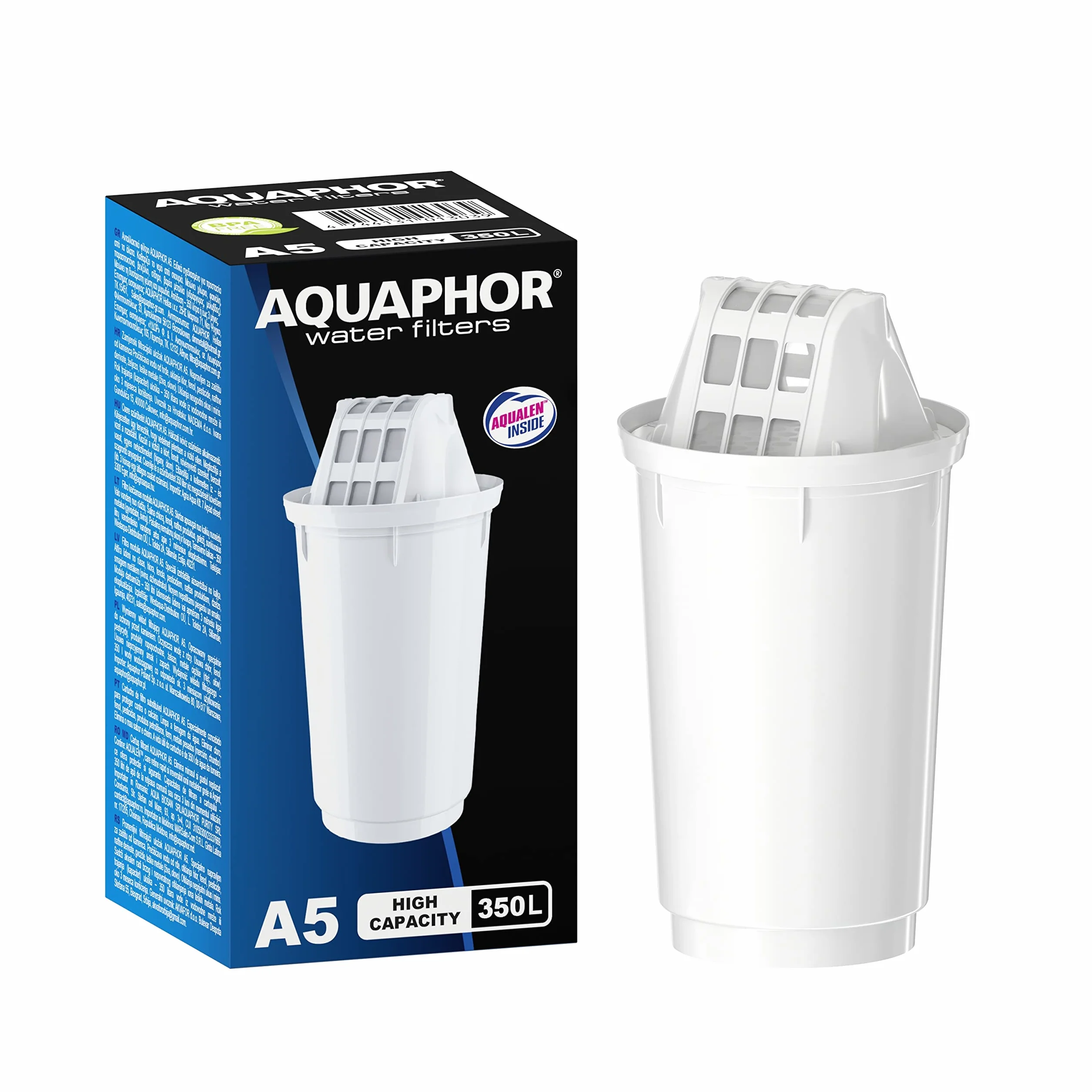 AQUAPHOR Filtr do wody dzbanek Prestige czarny z 1 filtrem A5 I karafka na 2,8 l I pasuje do drzwi lodówki, redukuje wapno i chlor, stołowy filtr do wody, praktyczny dzbanek filtrujący