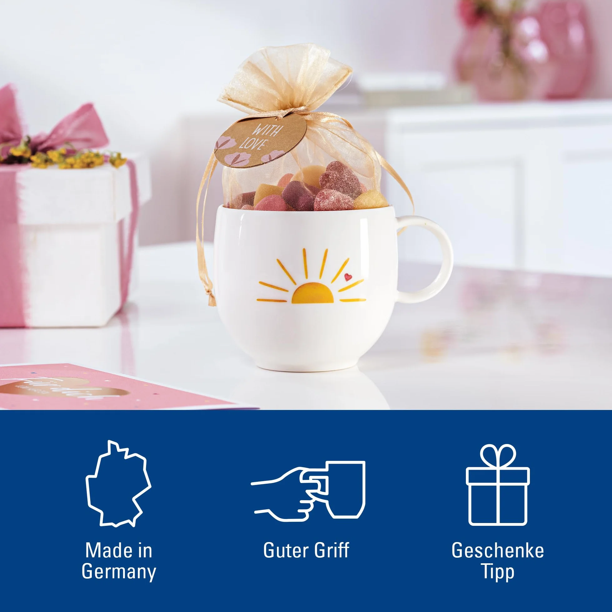 Villeroy & Boch With Love kubek z uchem Hello Sunshine porcelana filiżanka do kawy i herbaty