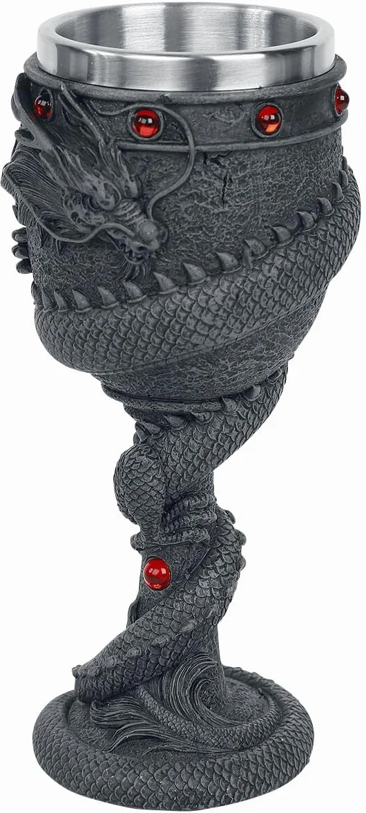 Nemesis Now Smocza cewka kielich 20 cm czarny, żywica z wkładką ze stali nierdzewnej, 1 szt. (1 opakowanie)