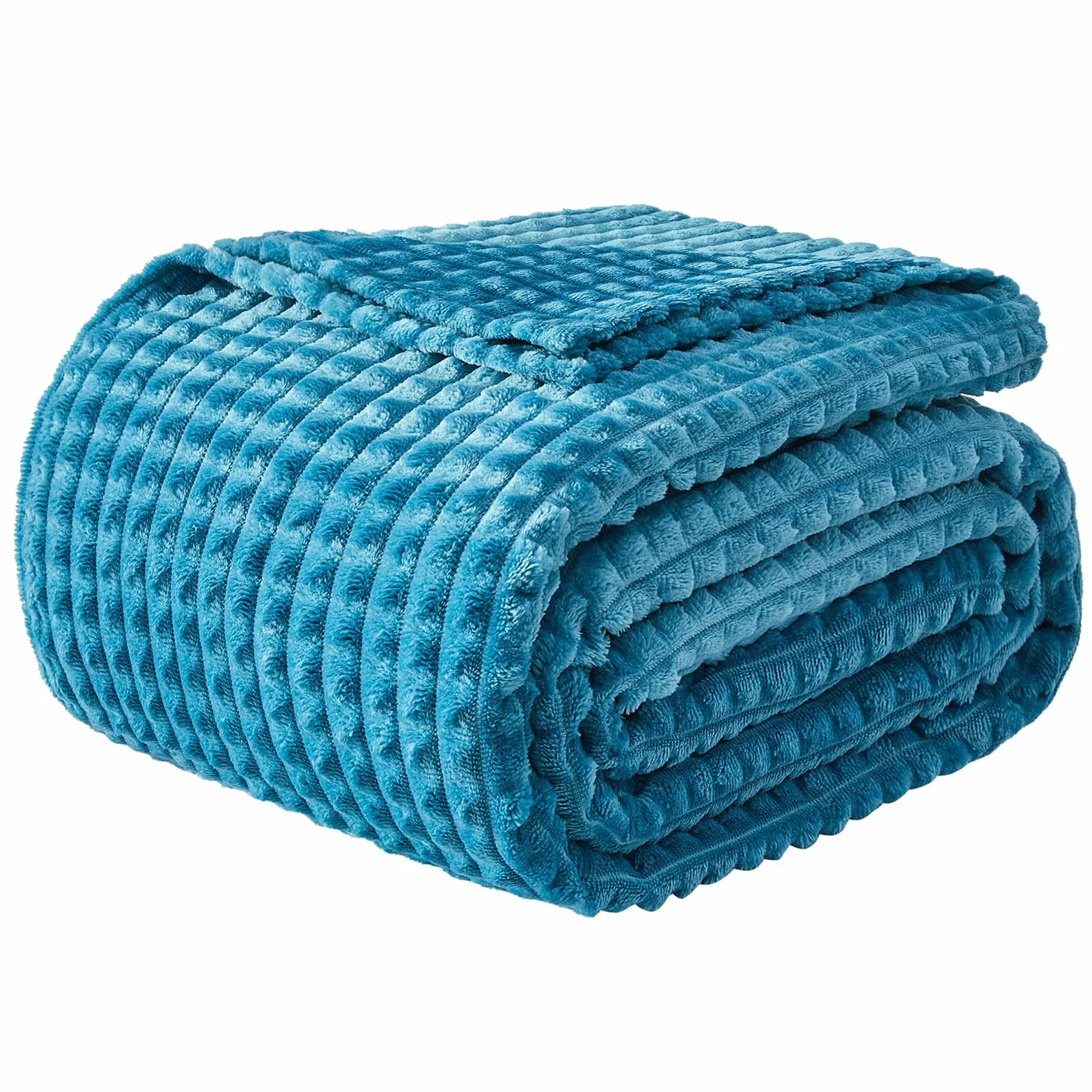 EMME Koc polarowy narzuta na sofę, miękki, puszysty, 200 x 230 cm, wrażenia dotykowe 3D, ciepła przytulna narzuta, uniwersalny pojedynczy koc flanelowy na łóżko, kanapę, sofę, fotele, turkusowy