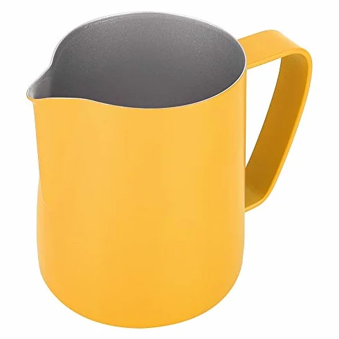 Dzbanek do mleka, 350 ml stal nierdzewna dzbanek spieniający mleko spieniacz do kawy kubek naczynia do kawy (żółty)