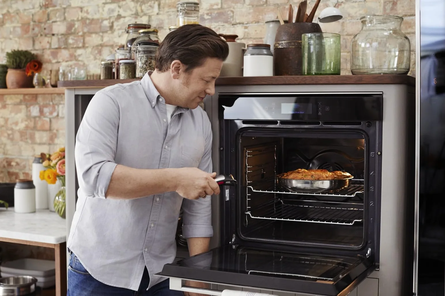 Tefal L97691 Jamie Oliver Ingenio G6 3-częściowy zestaw patelni, stal nierdzewna, do 250°C, Thermo-Spot, na wszystkie kuchenki