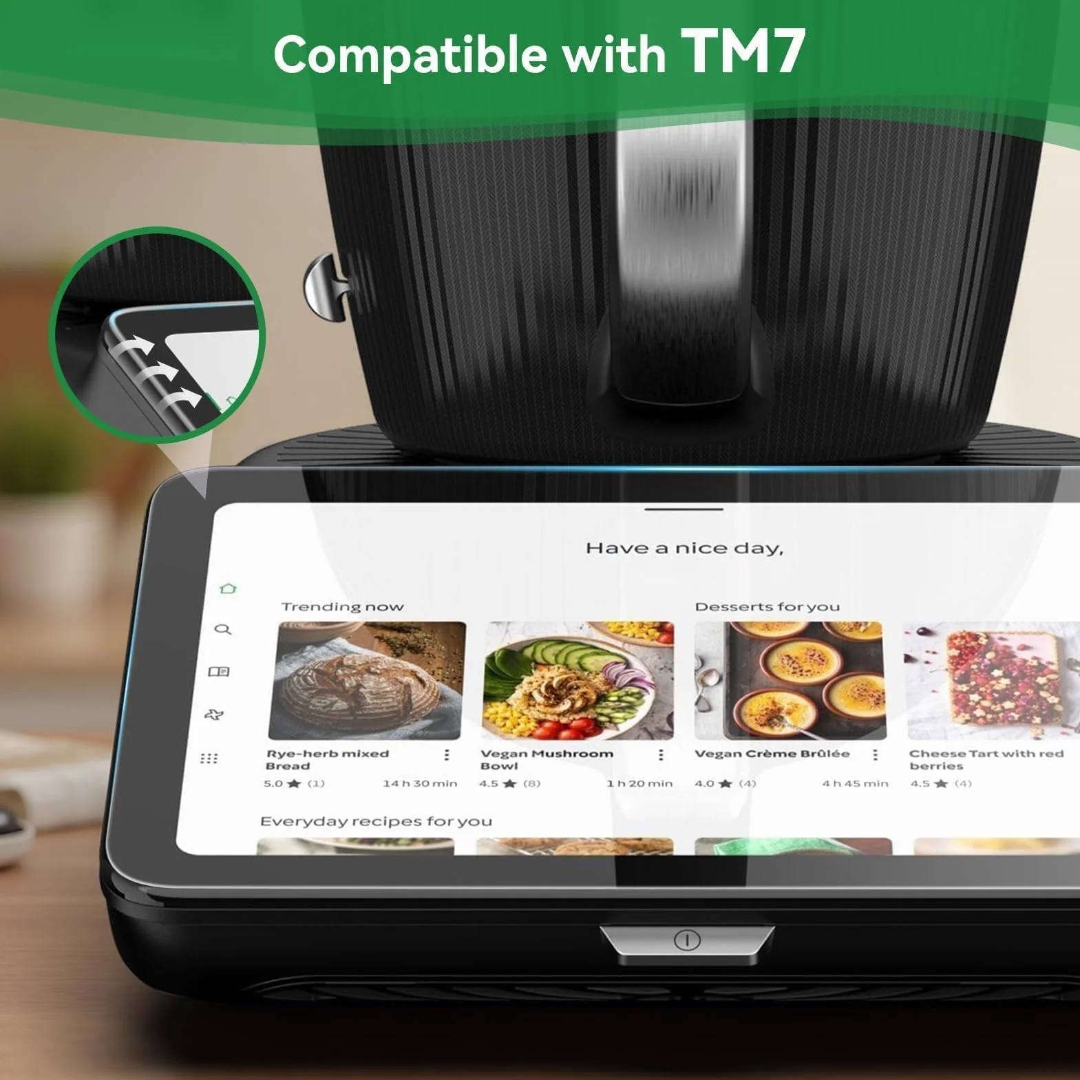 2 Sztuki Ochrona Ekranu do Vorwerk Thermomix TM7, Szkło Hartowane 9H, ultraprzezroczysta folia ochronna na wyświetlacz folia TM7 akcesoria, Anty-Zarysowanie, Łatwy Montaż z Narzędziami