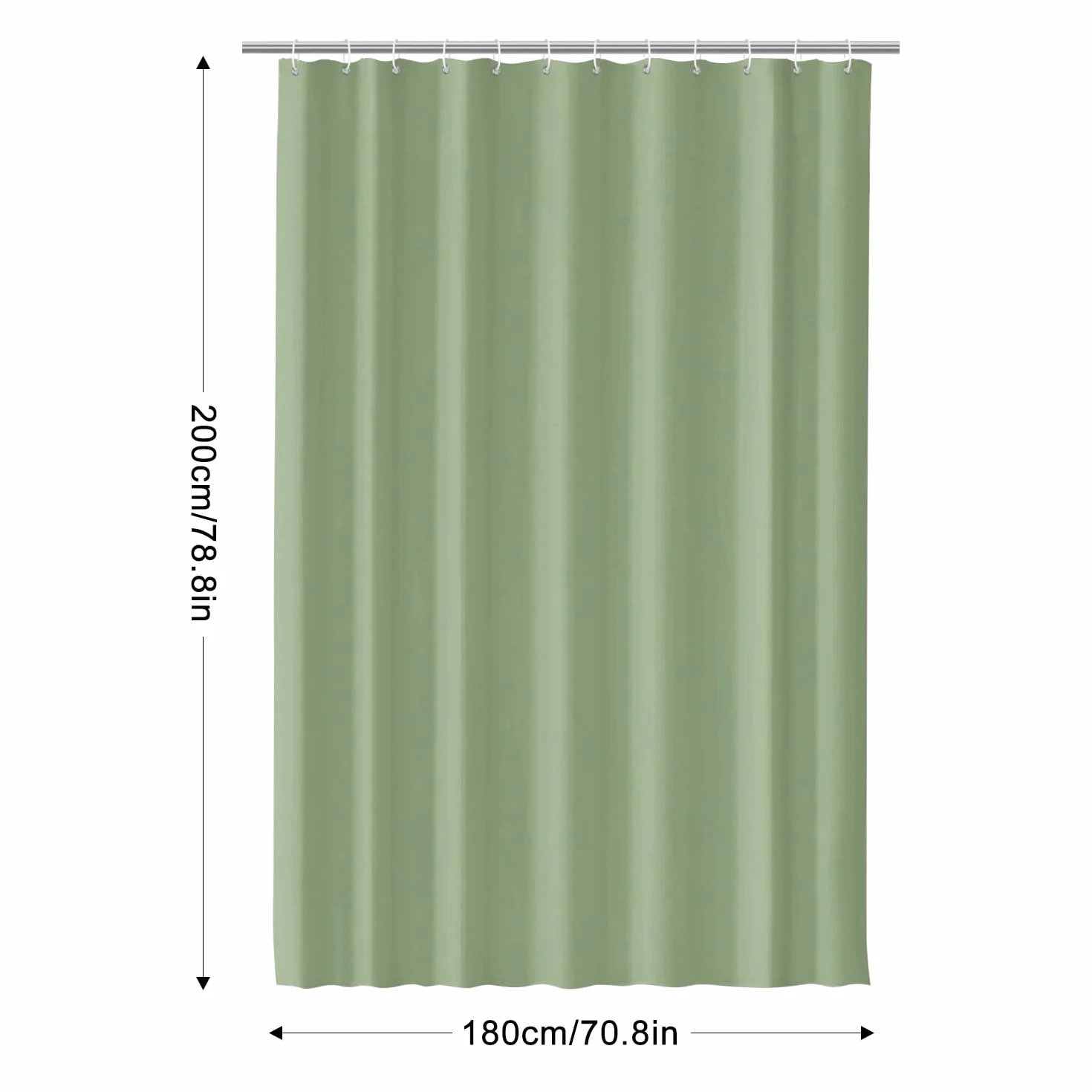 Zasłona łazienkowa wodoodporna 180x200 cm zielona 12 pierścieni