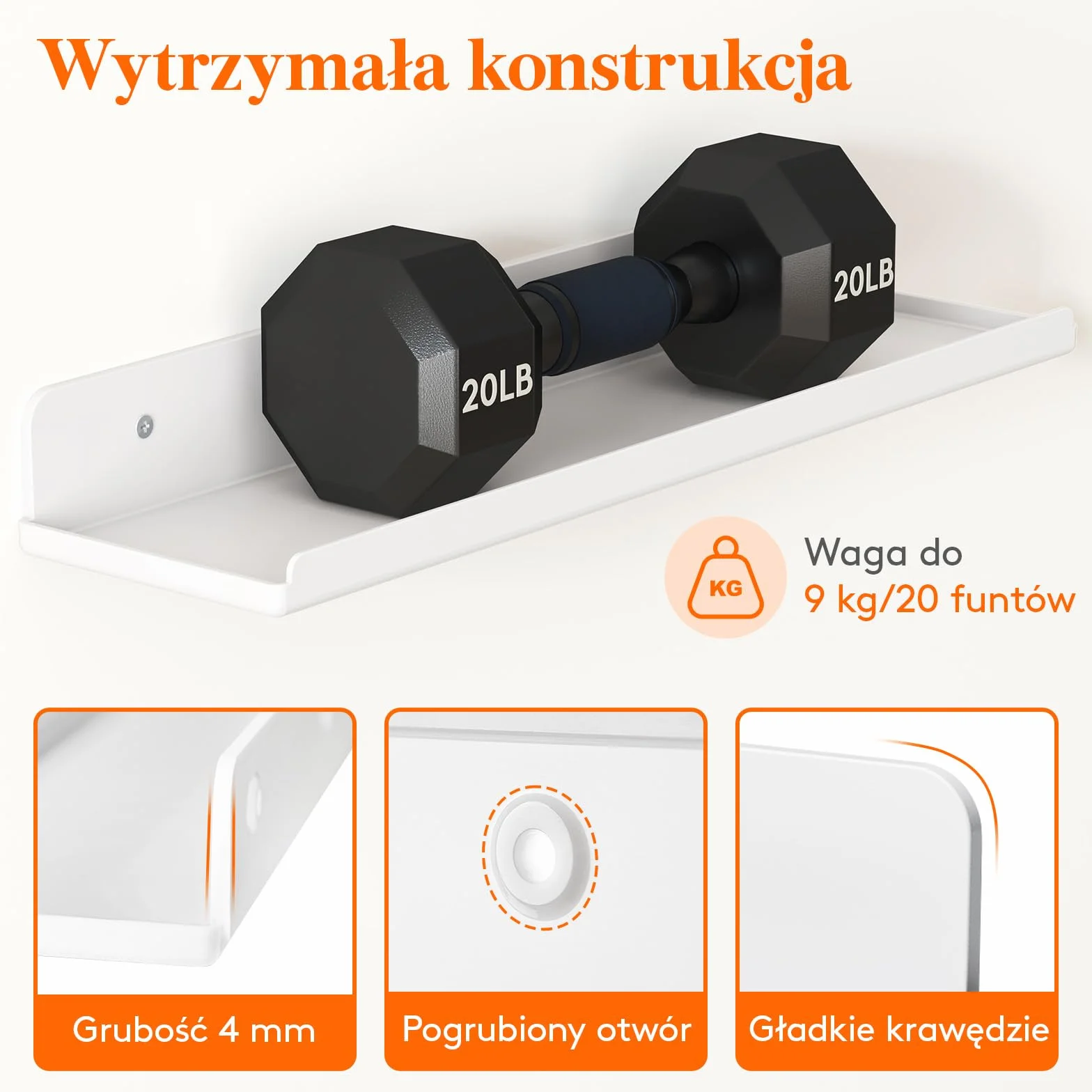 Wiszące półki Lifewit na ścianę, 4 opakowania białych półek 15'' wystrój pokoju na regał/płyty winylowe/zdjęcia/obraz w sypialni, salonie, łazience, kuchni do przechowywania i organizacji