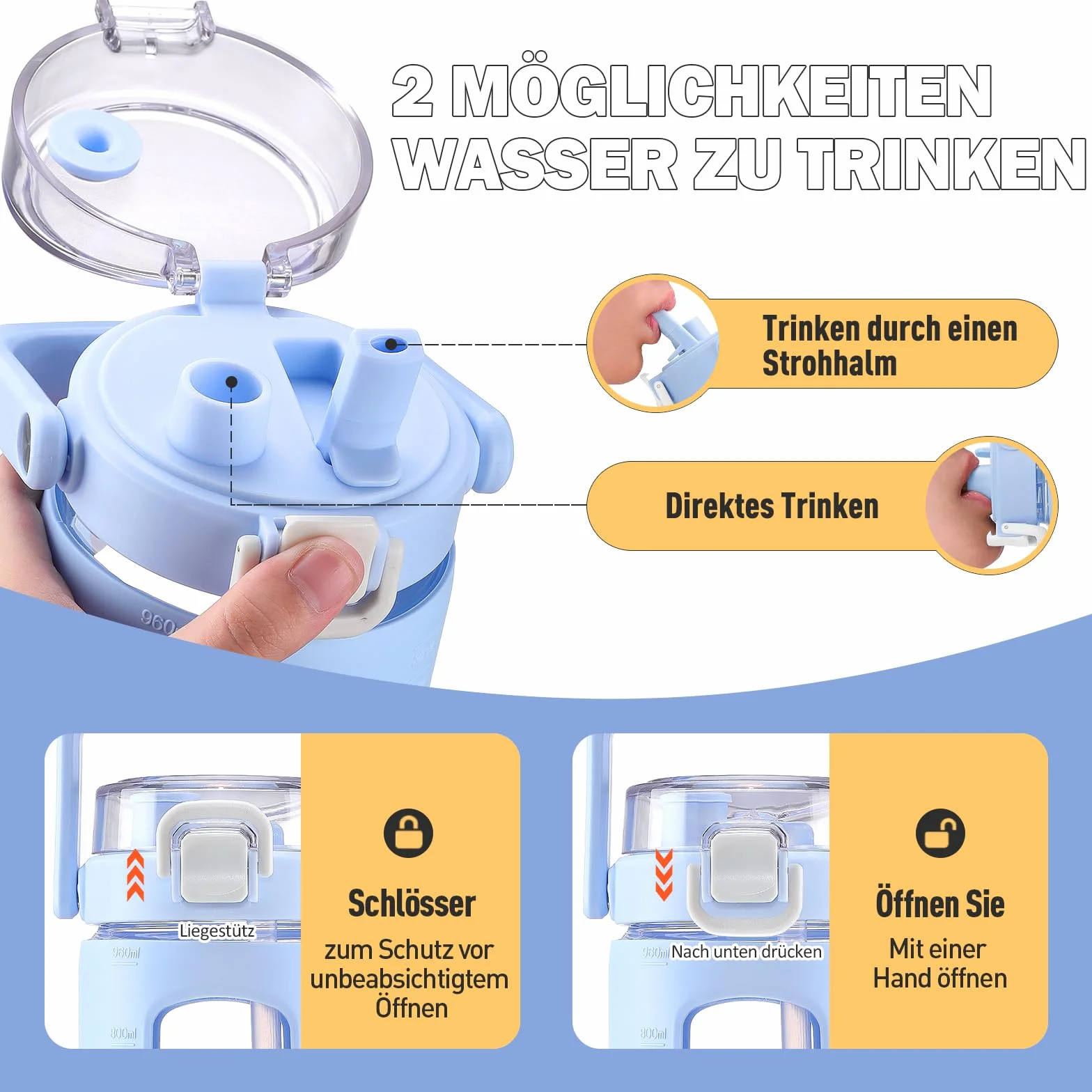 Butelka szklana HYDRAGLAZIC 960 ml z słomką