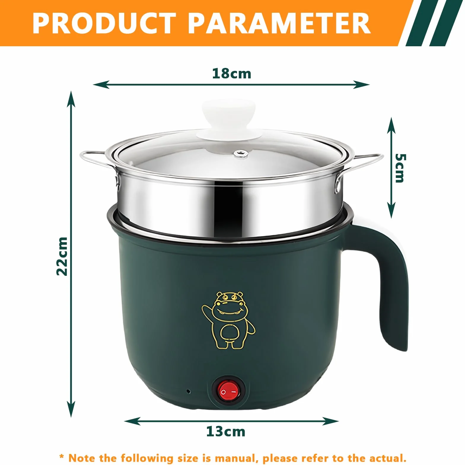 Elektryczny gorący garnek z parowarem, elektryczny gorący garnek 1,5 l, przenośny mini nieprzywierający multicooker, szybki szybkowar do ramenu, przenośny garnek nieprzywierający do domu, biura