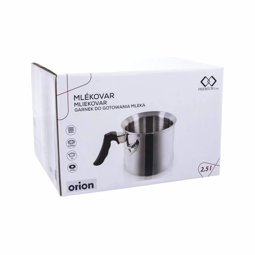 ORION GROUP garnek do mleka, stal nierdzewna, bez pokrywki, stal nierdzewna, gotowanie mleka, fajka 2,5 l, gaz, do kuchenek indukcyjnych