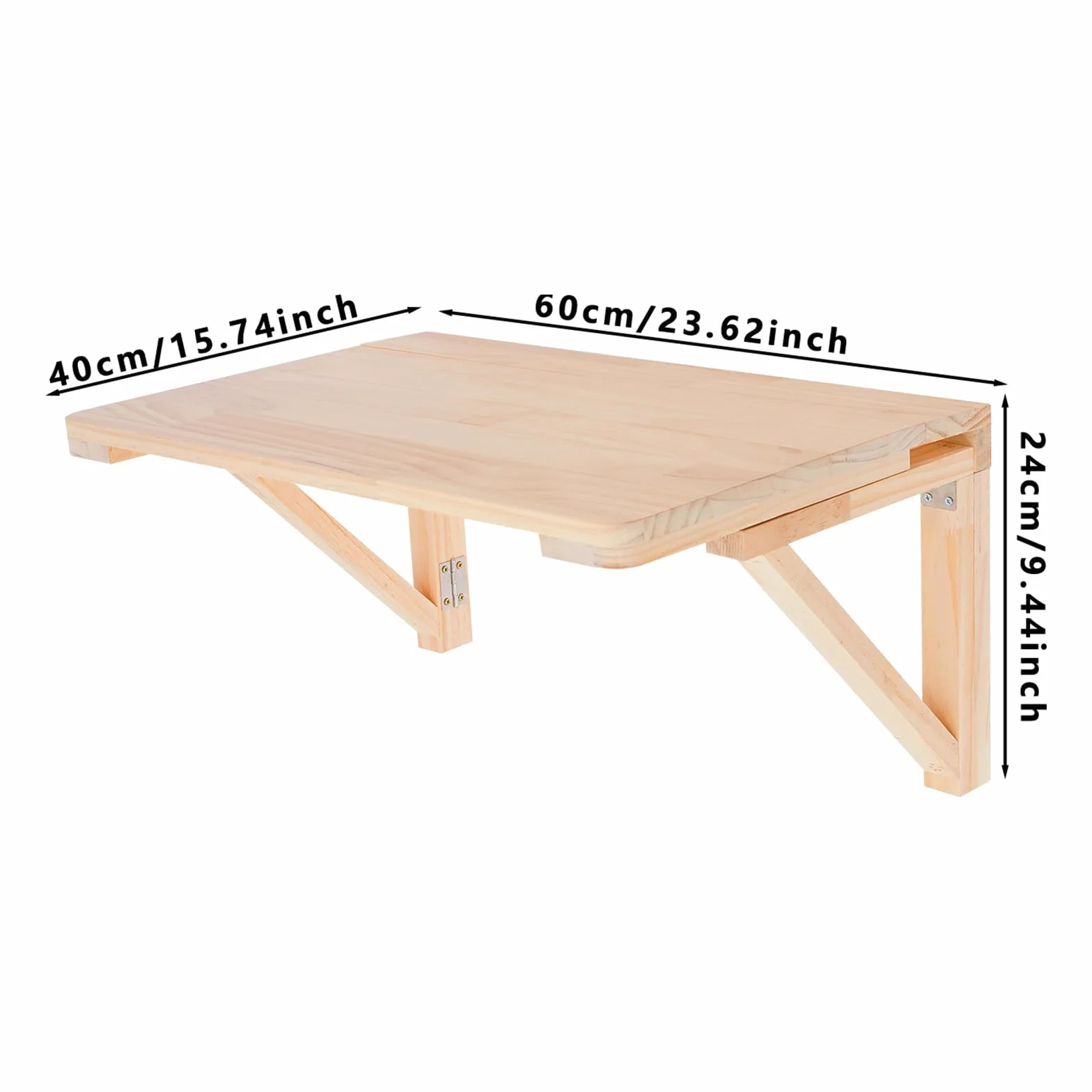 Drewniany stół ścienny, składany, mały stolik ścienny 60 x 40 cm, oszczędzający miejsce, pływający, składany stół ścienny z litego drewna, składany stół do gabinetu, stolik pod laptopa, stół