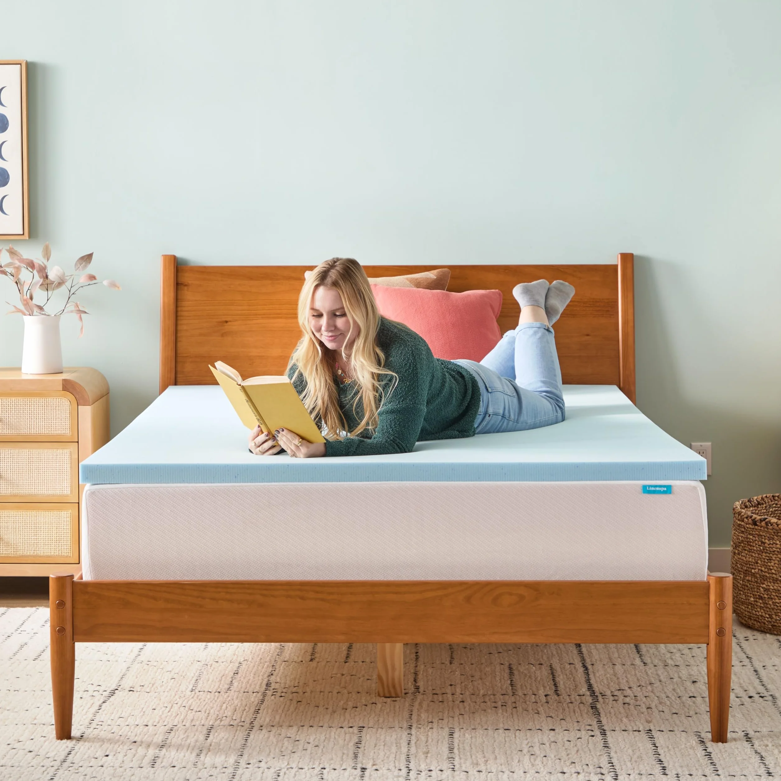 Linenspa Nakładka na materac z pianki memory, 5 cm, żelowa nakładka na materac Twin XL, certyfikat CertiPUR-US