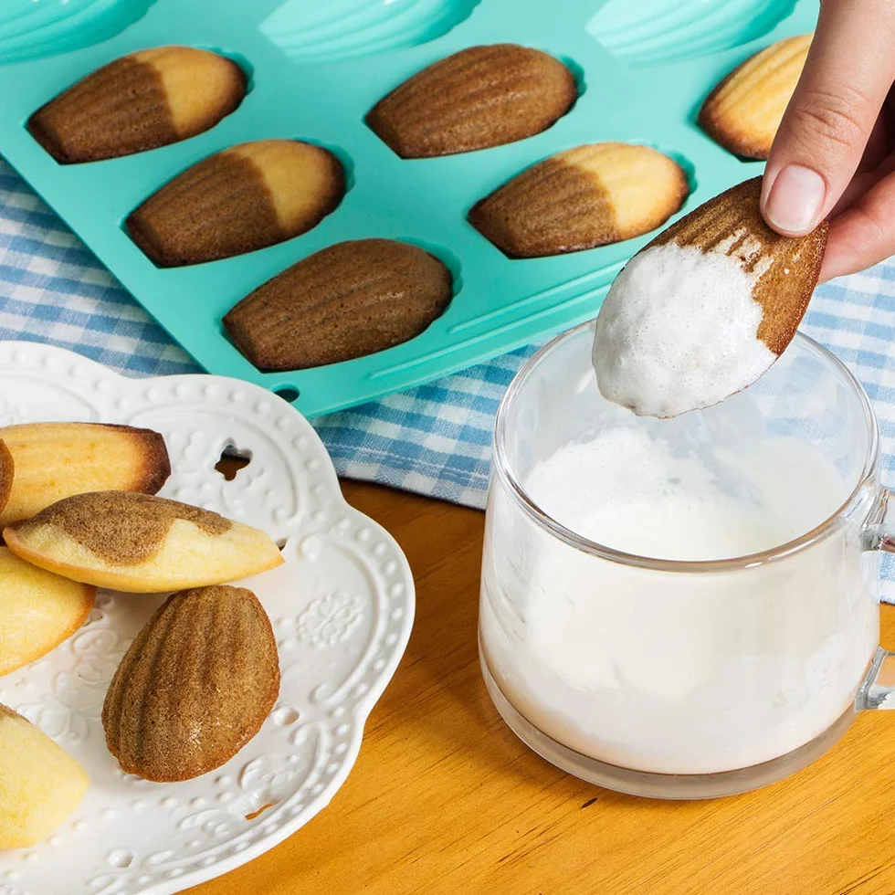 webake Madeleine silikonowe formy do pieczenia, z powłoką zapobiegającą przywieraniu, 18 zagłębień