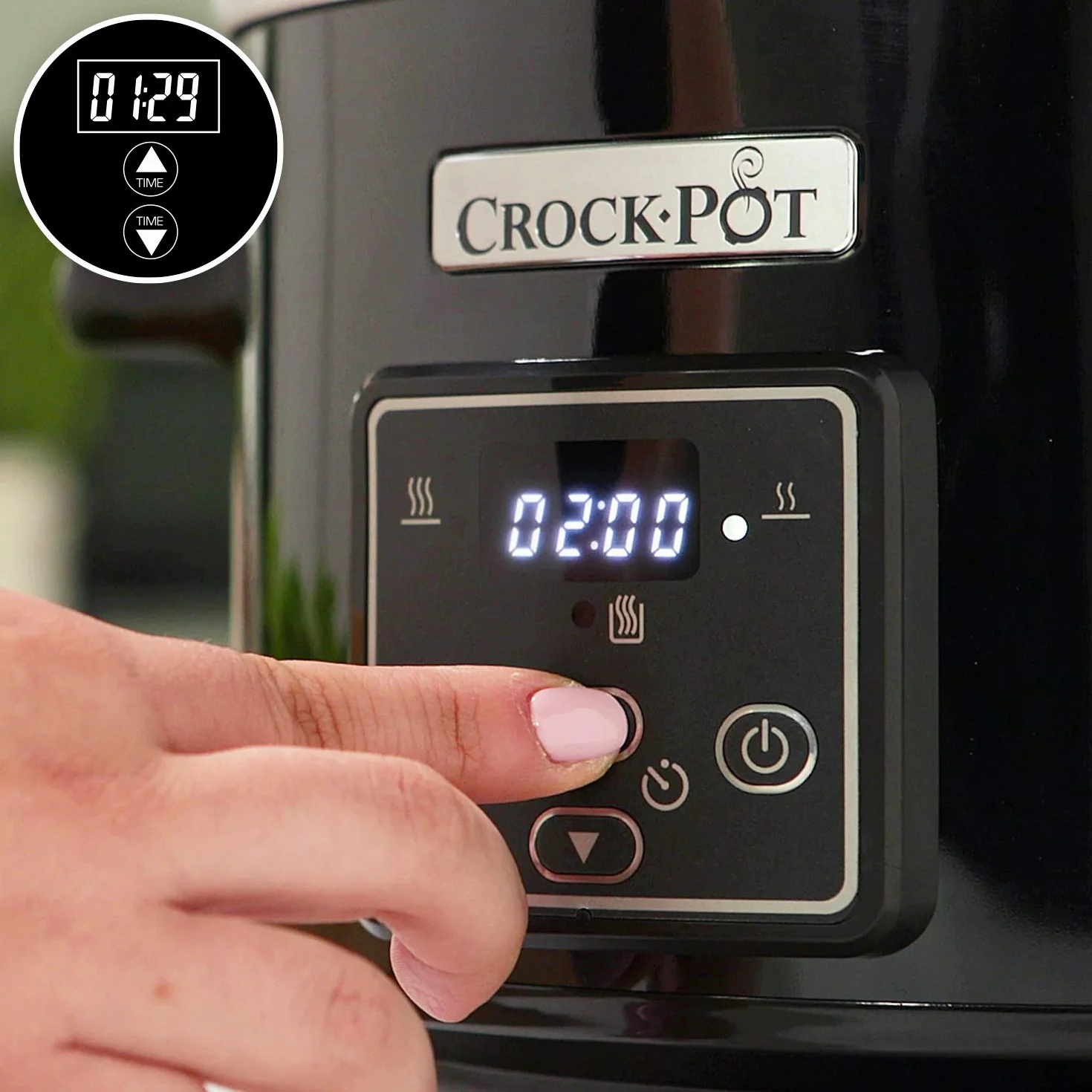 Crock-Pot wolnowar cyfrowy CSC061X, 2.4 l czarny, wyjmowana misa kamionkowa, garnek cyfrowy, cyfrowy panel sterowania, 2 poziomy temperatury, funkcja podgrzewania