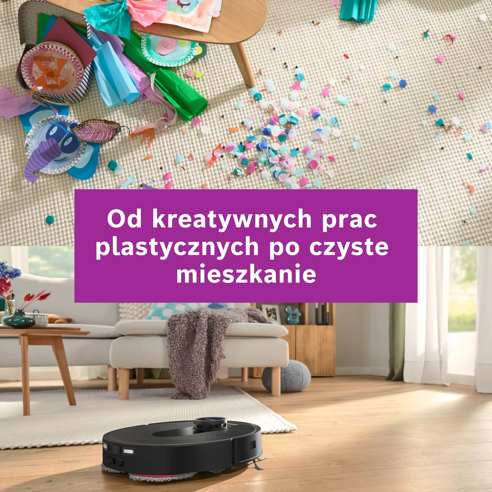 Bosch Spotless Max Cam Robot sprzątający, moc ssania 11000Pa, stacja czyszcząca, Smart Vision, Home Connect, czarny