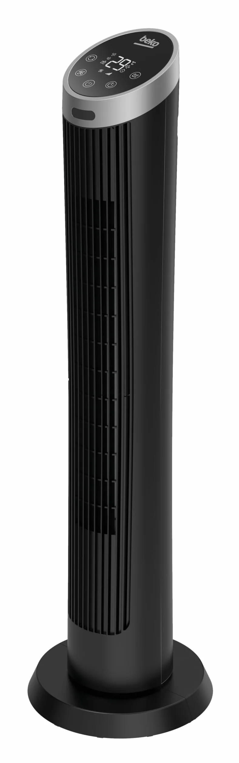 Beko EFW6900B cyfrowy wentylator wieżowy, 45 W, 4 prędkości, wyświetlacz LED, oscylacja 70°, 24 h timer, czarny